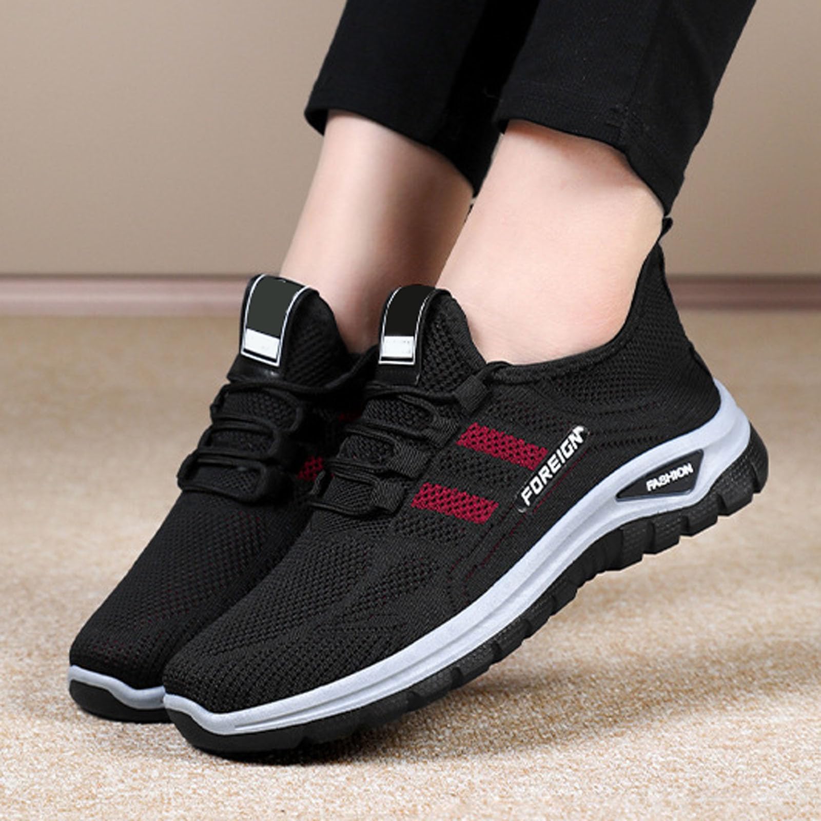 Baskets pour femme - Légères et confortables - Ergonomiques - Antidérapantes - Respirantes - Chaussures de sport plates