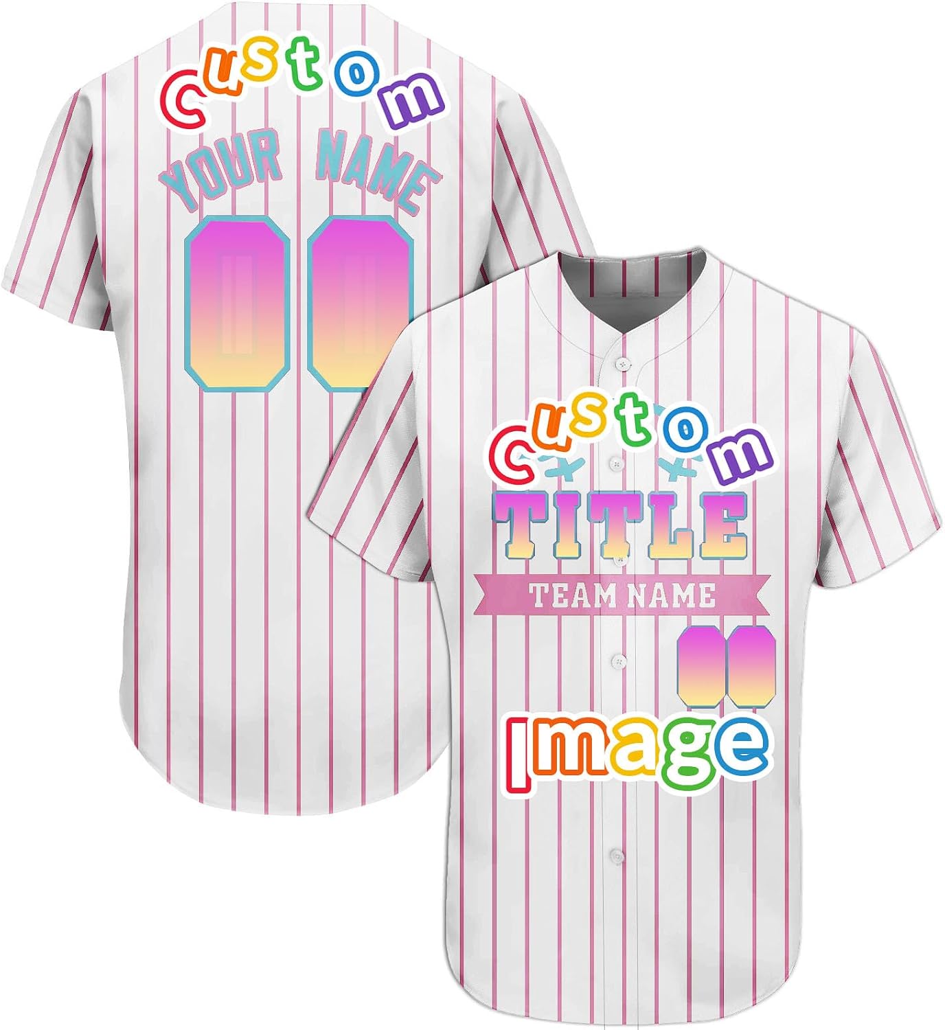 Custom Baseball Jersey for Men Women Personalized Striped Shirts Design Your Own Name Number Team Printed Tops