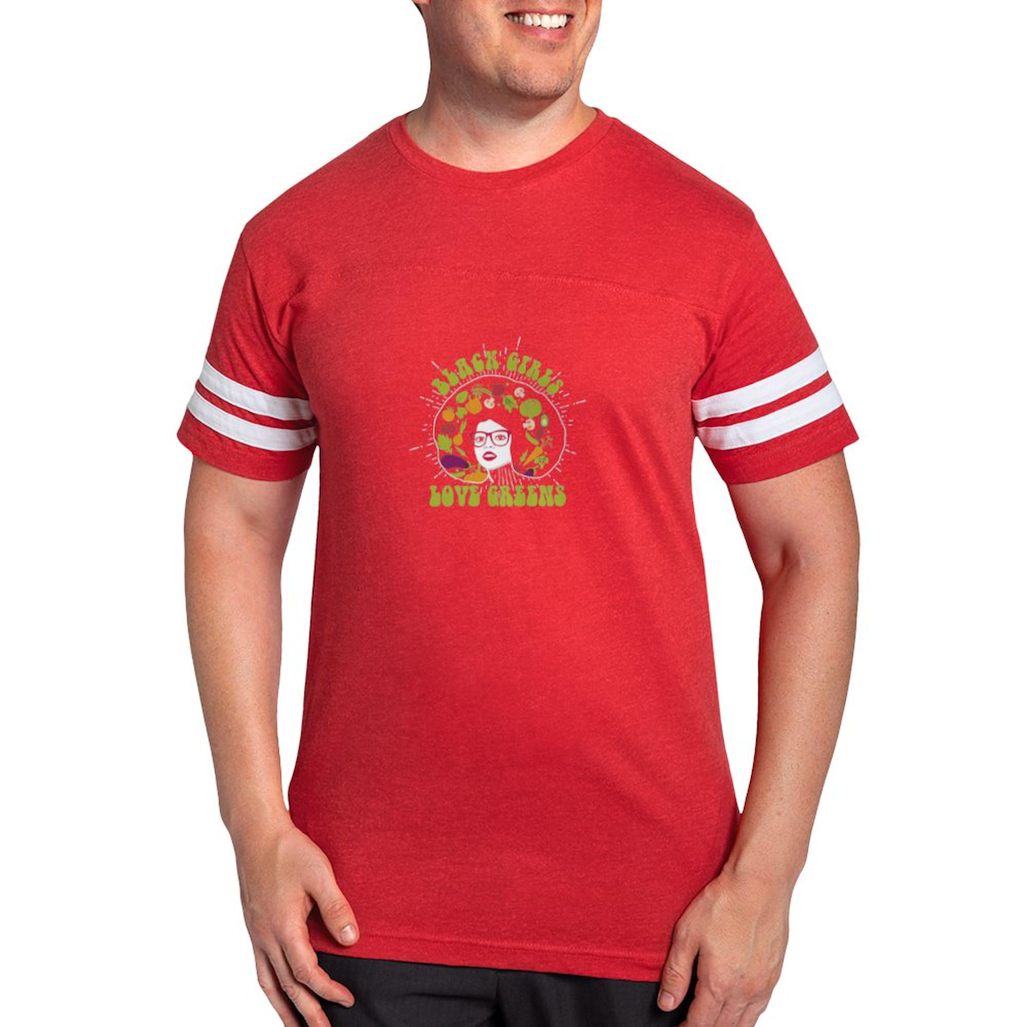 CafePress Black Girls Love Greens Vegetarian Veganis T Shirt Men's Football T-Shirt