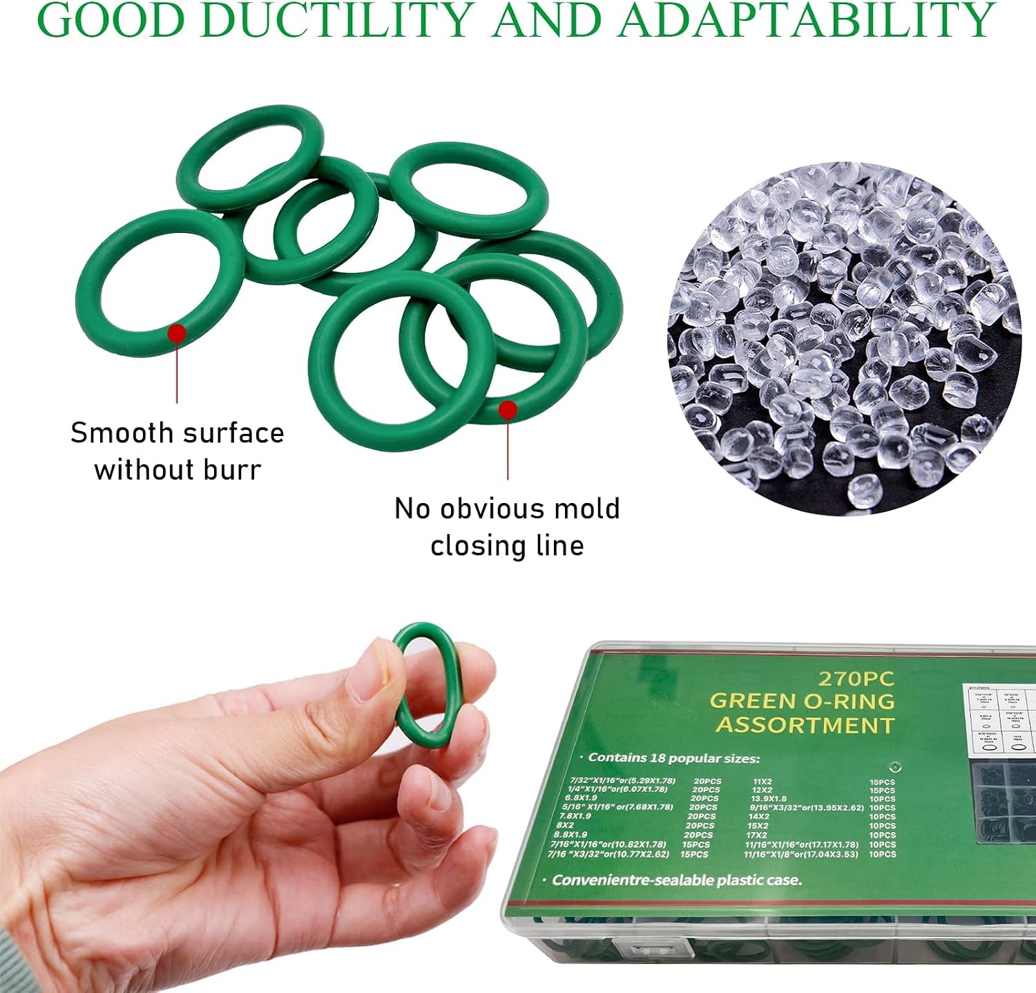 Yourkar 270 PCS Car AC O-Ring Kit, 18 Sizes Copper Auto Air Conditioning Repair O Ring Seals, Anti-Leakage O-Shaped Sealing Gasket Washer for Cars, Home, Universal Car Accessories
