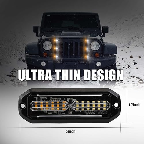 Miniatura 5 de WINECO Luces estroboscópicas LED para camiones, 8 unidades, ámbarblanco, 12 luces LED estroboscópicas intermitentes de montaje en superficie, kit de