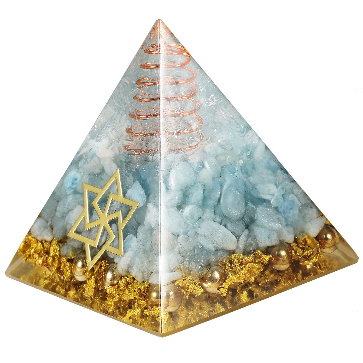 Aigue-Marine Naturelle Pyramide de David 5cm Orgone Cristal de Guérison