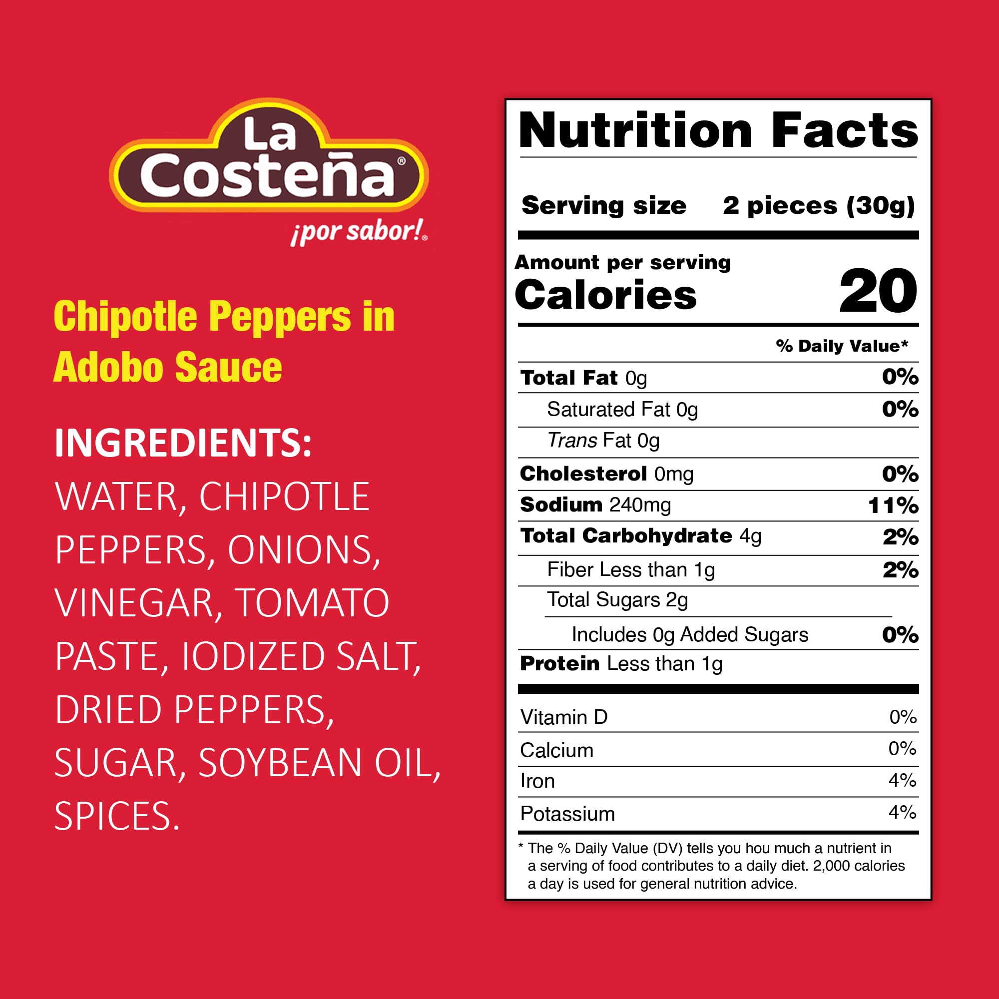 OsoRetail pack 6 latas de La Costeña Chipotle en Salsa Adobo 199g | 1,2kg