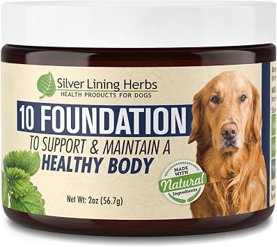 Silver Lining Herbs 10 Canine Foundation - Herbal Blend Supporting Normal Health & Vitality - Natural Canine Supplement for Long-Term Wellness - Supports Liver, Kidneys, Digestive Tract - 2 Ounce Jar