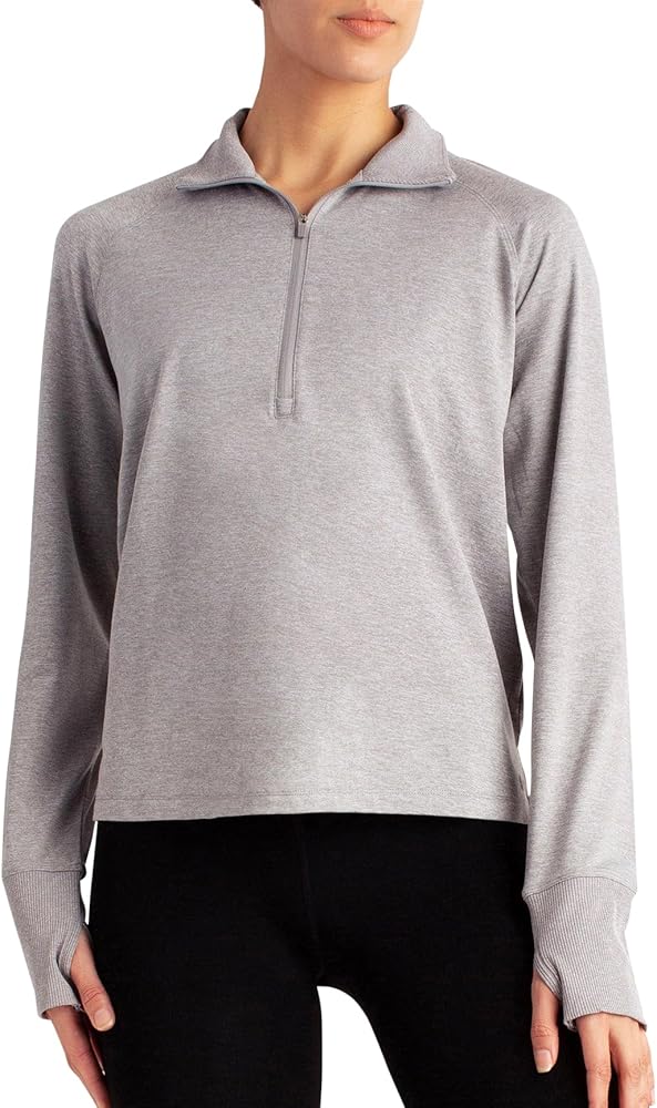 Danskin Supersoft Quarter Zip Pullover (US, X-Small, Silver