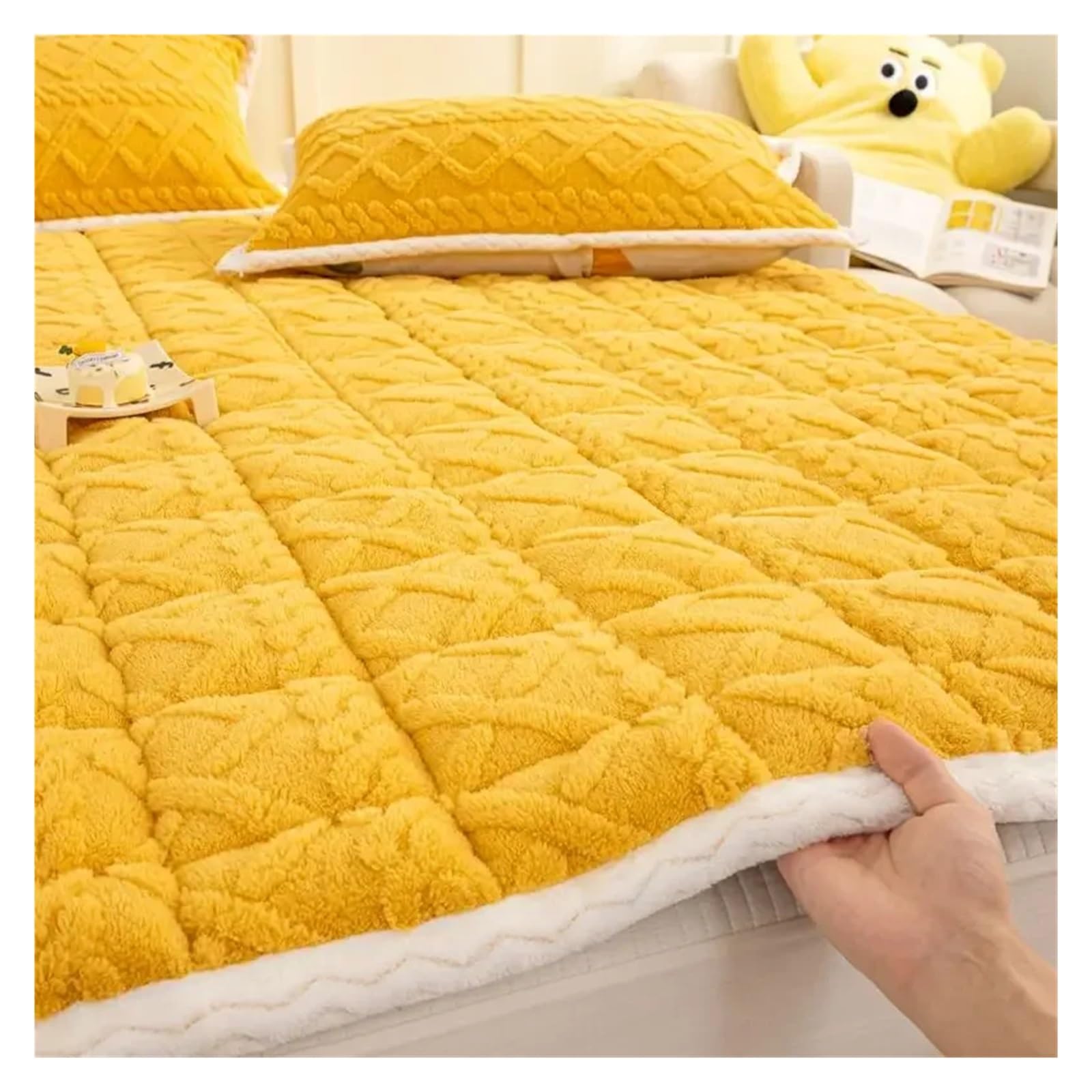 Cubrecolchón transpirable de felpa suave para dormitorio, cama individual y doble, funda antideslizante, sábana de cama de pliegue fino (color-04, 120 x 200 cm, 1 sábana)