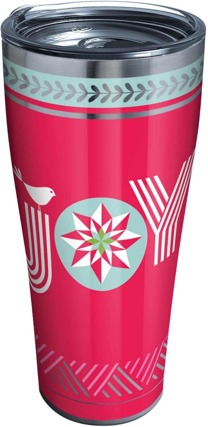 Tervis Christmas Joy Holiday Season Triple Walled Insulated Tumbler Travel Cup Keeps Drinks Cold & Hot, 30oz, Stainless Steel