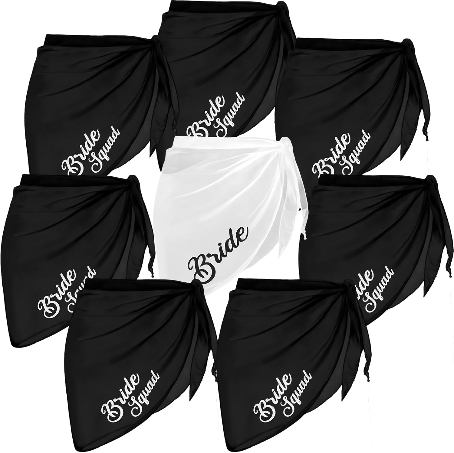 Jiuguva 8 Pcs Bride Bikini Cover up Bridesmaid Sarong Women Bathing