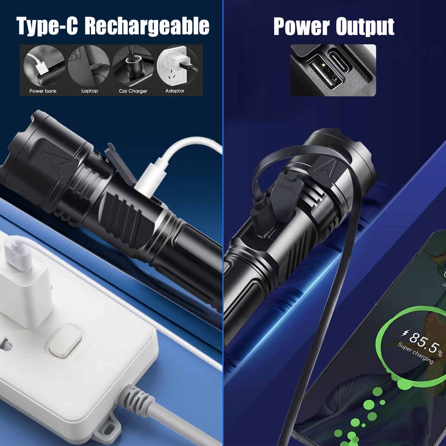 POCKETMAN Latarki super jasne, LED o wysokim natężeniu światła z 5 trybami, przenośna, mała lampa błyskowa na kemping, wędrówki, sytuacje awaryjne (2 szt.)