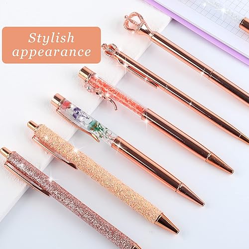 Miniatura 10 de amassan Juego de bolígrafos de metal con diamantes de cristal para suministros de escritorio de oficina y boda (amarillo)