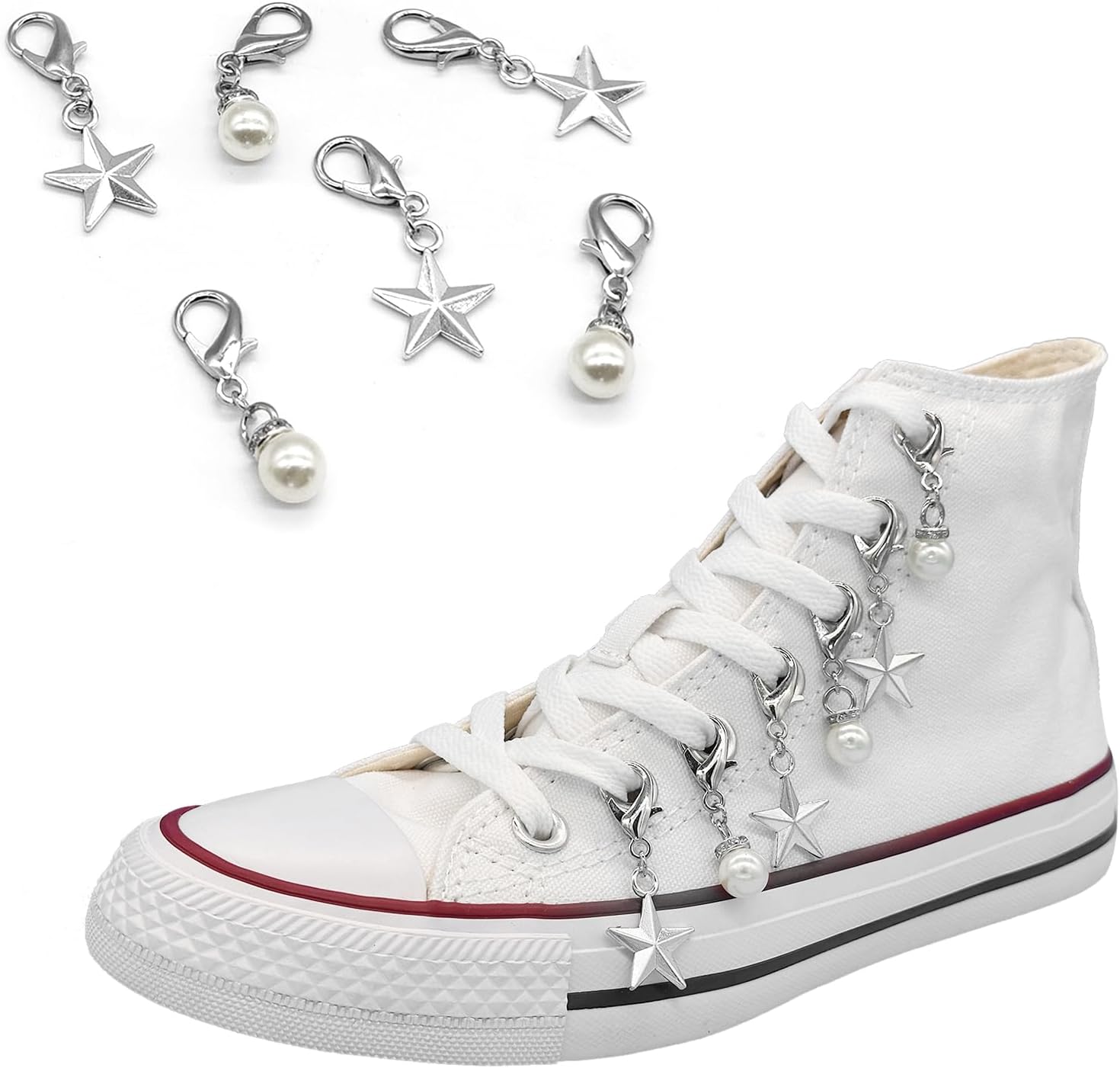 Shoelace Charm for Sneakers, Goth Charms Chain for Canvas Shoes, Boot Keychain Bag DIY Punk Accessory Decorations Clip for Girls Women