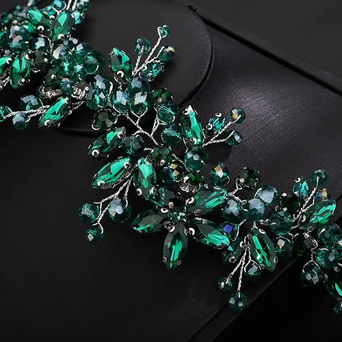 Miniatura 3 de Teyglen Diadema de cristal para boda, diadema de diamantes de imitación de flores para novias, tocados hechos a mano, accesorios de boda para