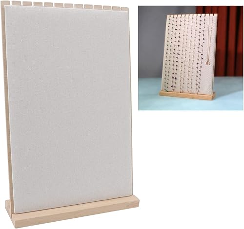 Cyrank Soporte de exhibición de madera para collares, 12 ranuras, organizador de collares, soporte de mesa, soporte de exhibición de collares,