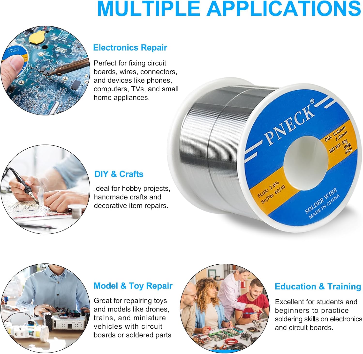 60/40 Tin Lead Rosin Core Solder Wire for Electrical Soldering, 0.04" 1 lb (1.0 mm 450 g)