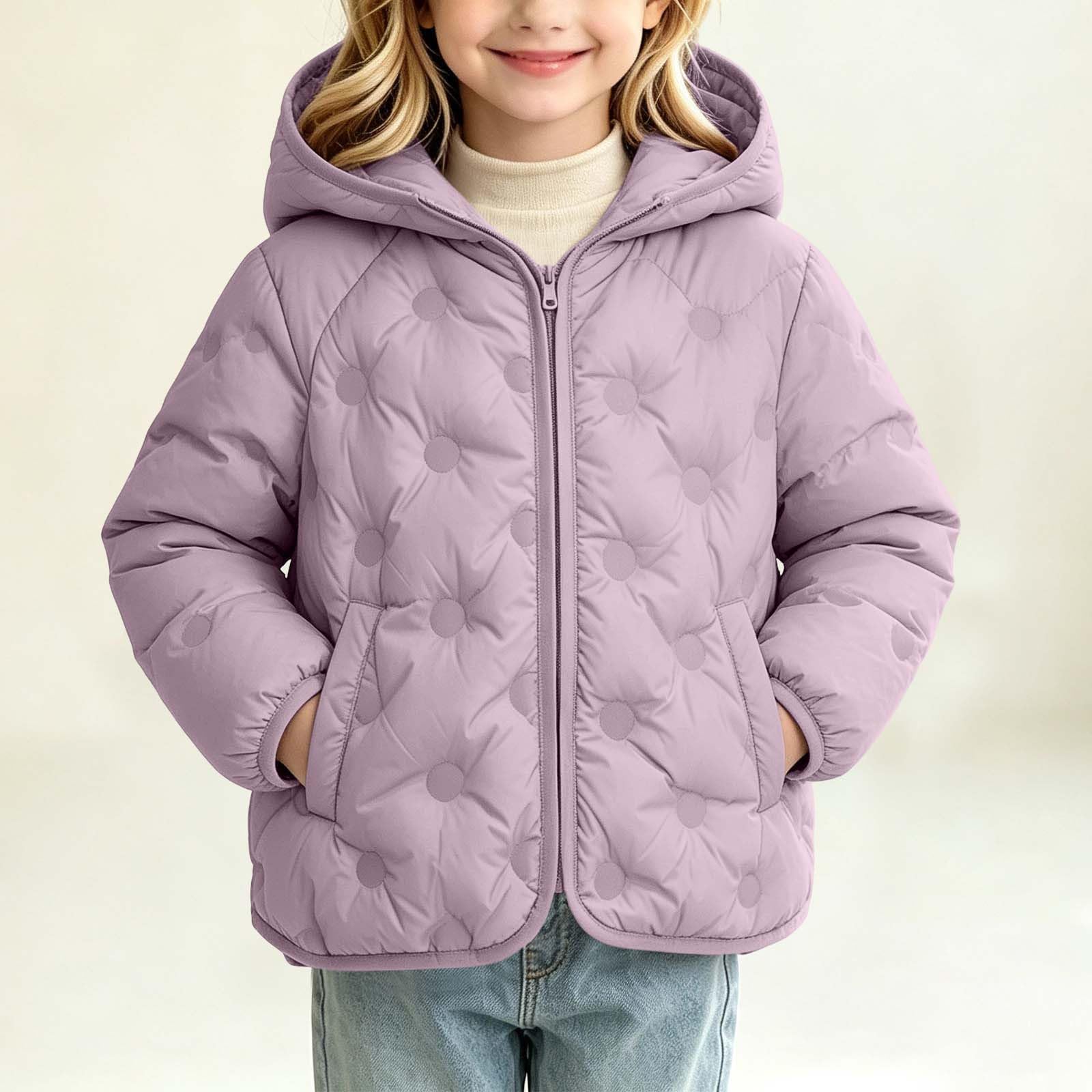 Chaqueta acolchada con capucha para niñas de 3 a 12 años con cremallera