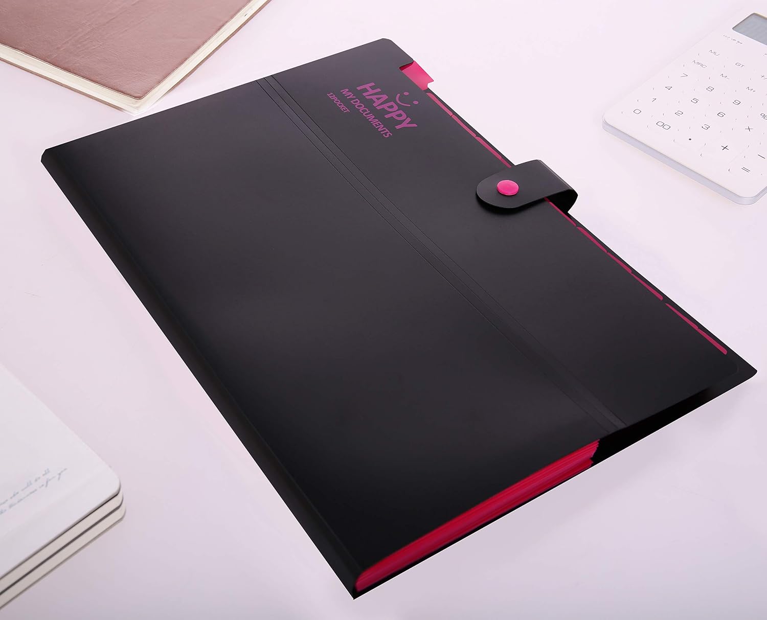 Skydue Expanding File Folders 12 Pockets Accordion File Folder A4 and Letter Size Paper Document Organizer Folders for School Office (Black)
