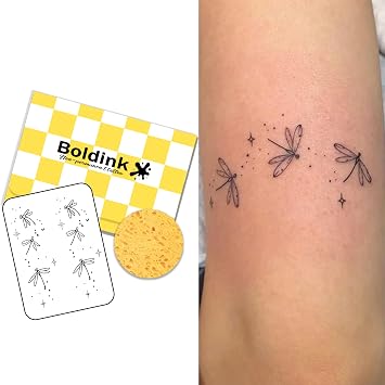 Semi-permanent Tattoos,Realistic Fake Tattoos,Last 7-15 Days,Waterproof Non-reflective Temporary Tattoo Stickers,Cruelty-free,Uniquely Designed Exquisite PackagingDragonfly