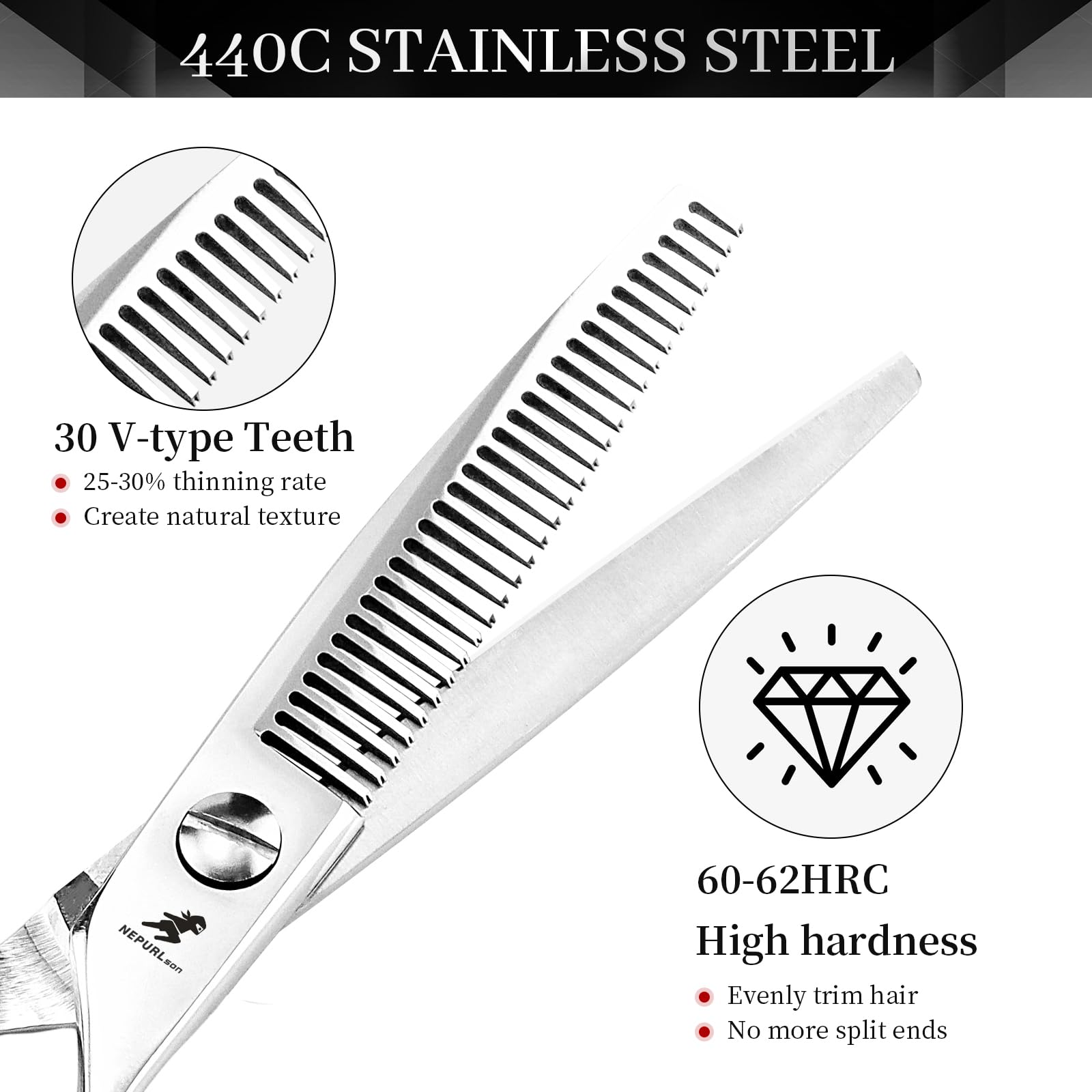 Tijeras de peinado de 15 cm, tijeras de adelgazamiento de moda y corte (corte)