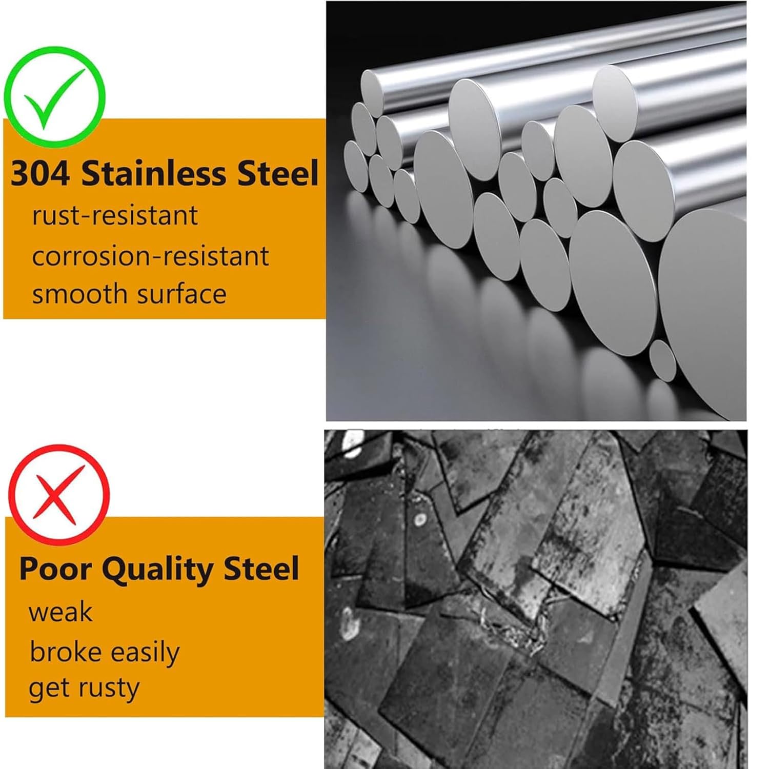 TOP-VIGOR 2pcs Stainless Steel Rods 8mm x 100mm, Metal Solid Round Shaft Rods Lathe Bar Stock for DIY Crafts Car Helicopter Airplane Model