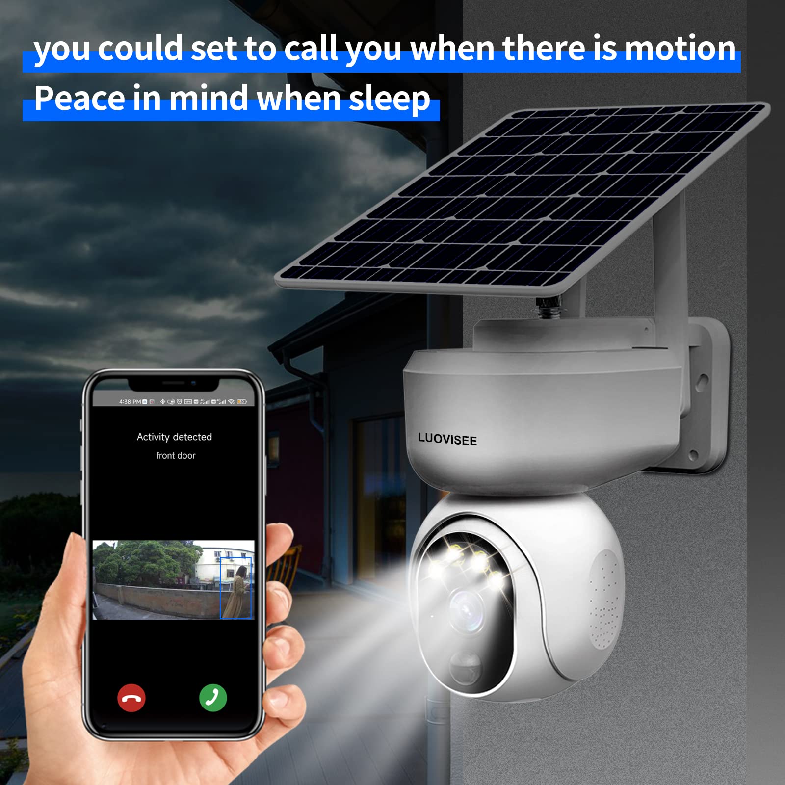 Buy Luovisee Wireless Solar Outdoor Home Security WiFi Camera PTZ Full