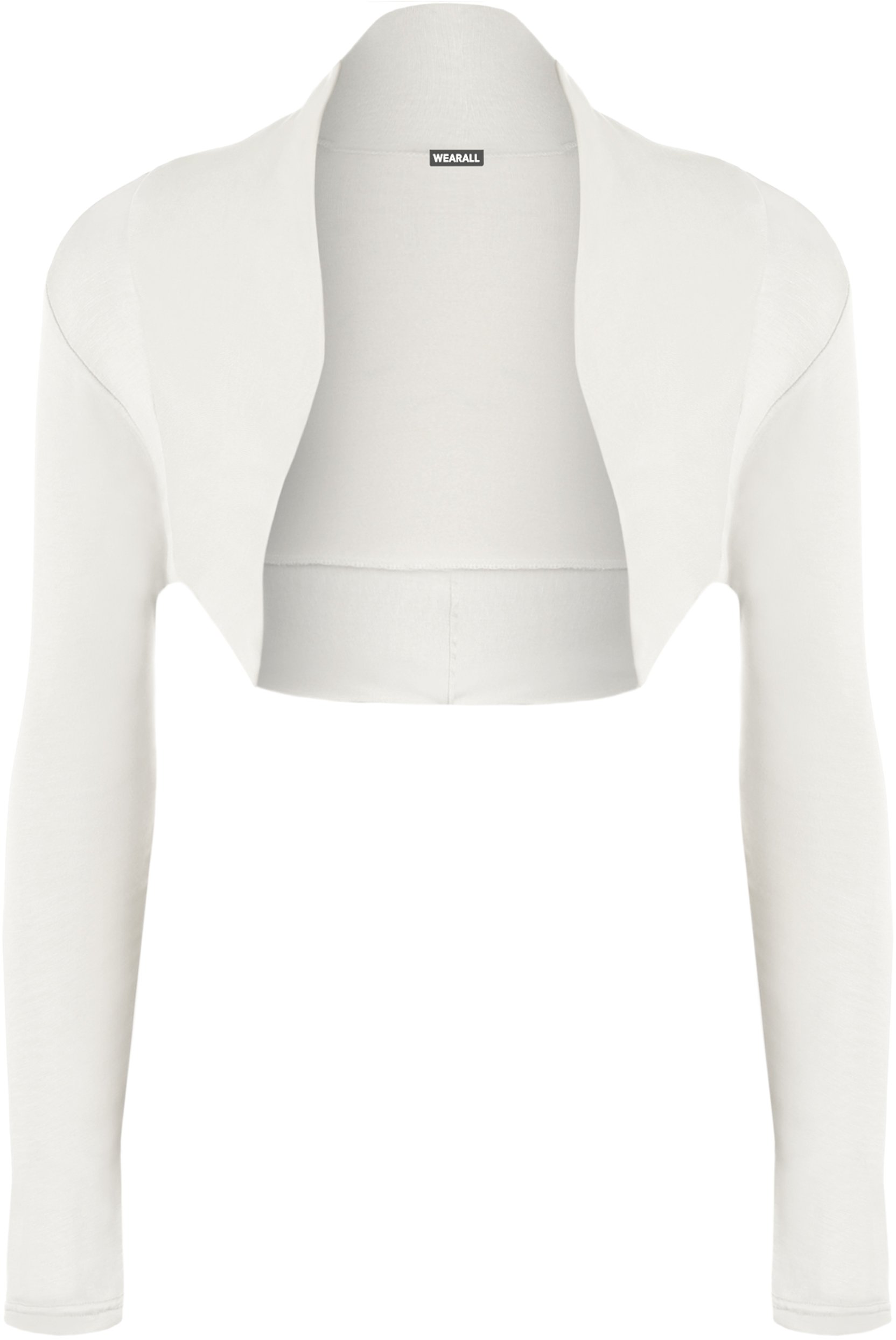 WearAll Womens Plus Long Sleeve Open Bolero Shrug Cardigan Ladies Short Top - Cream - 16