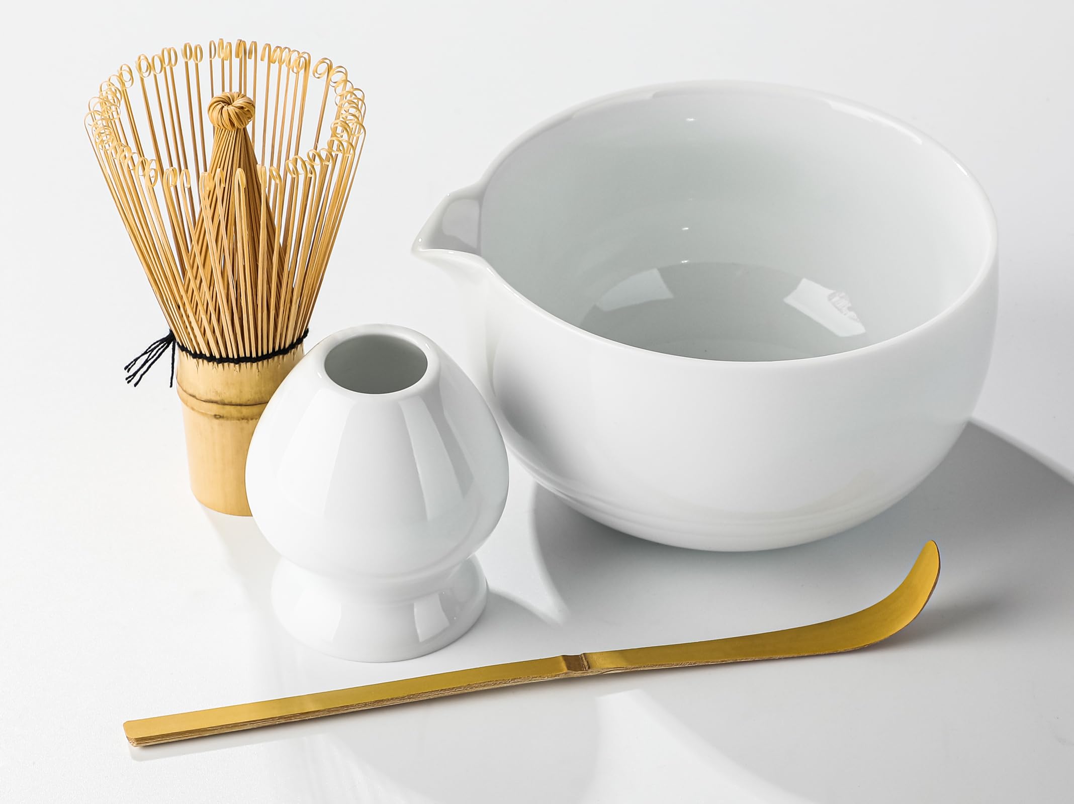 抹茶碗セット 4点セット 片口茶碗 茶筅（百本立）茶筅立て 茶杓 磁器 茶道具 自宅抹茶 ギフト 誕生日 母の日 父の日