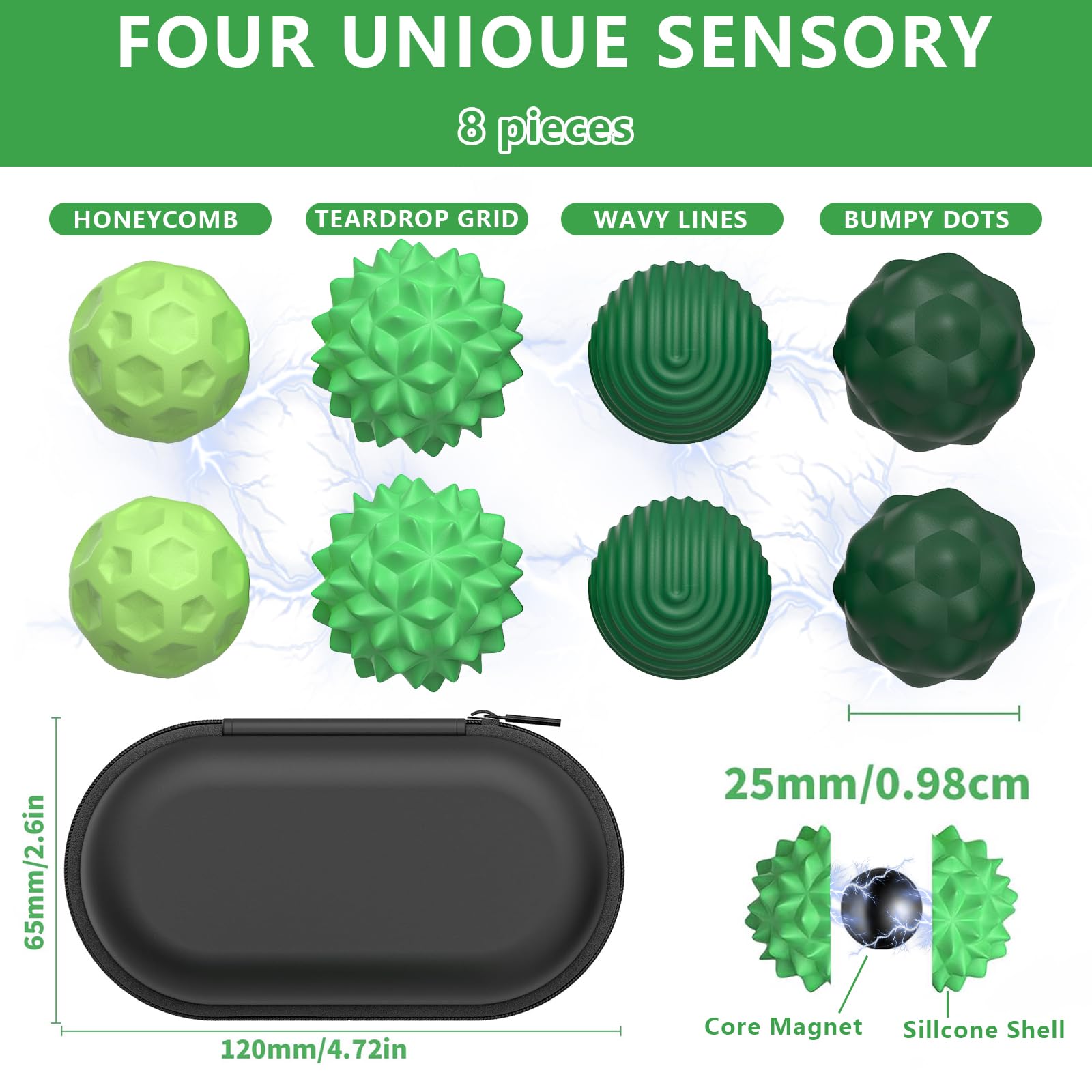 8 Stück Magnetische Fidget Toys, Magnetkugeln Anti Stress Bälle
