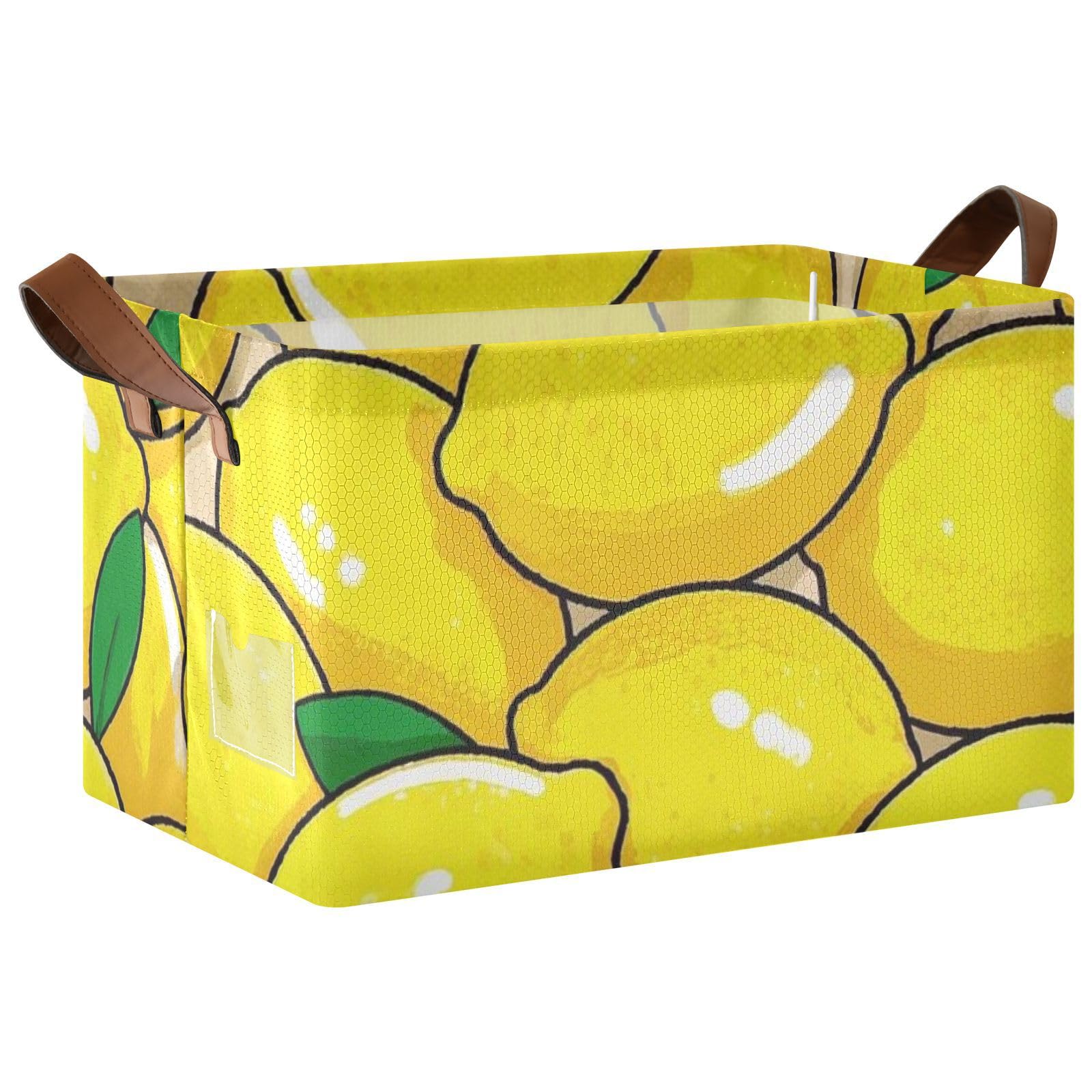Simpatici cestini portaoggetti pieghevoli con manici, per frutta, limoni, con manici, per dispensa, mensole, cassetti, scrivania, armadio, aula e ufficio, confezione da 2