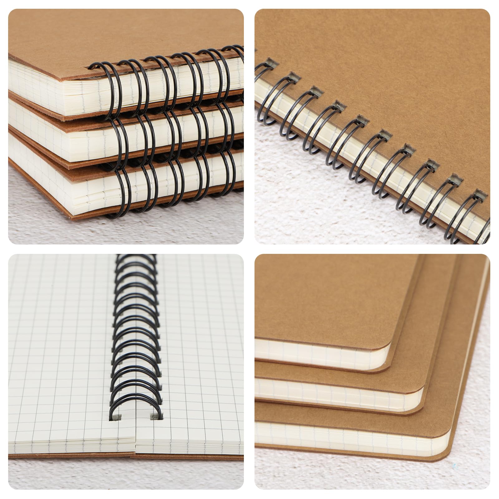 EUSOAR Quaderno in carta grafica, formato B5, 6 confezioni da 18,5 x 25,9 cm, 120 pagine con carta grafica, diari, diari a spirale, per matematica, scienze, ingegneria, artisti, disegno, carta kraft