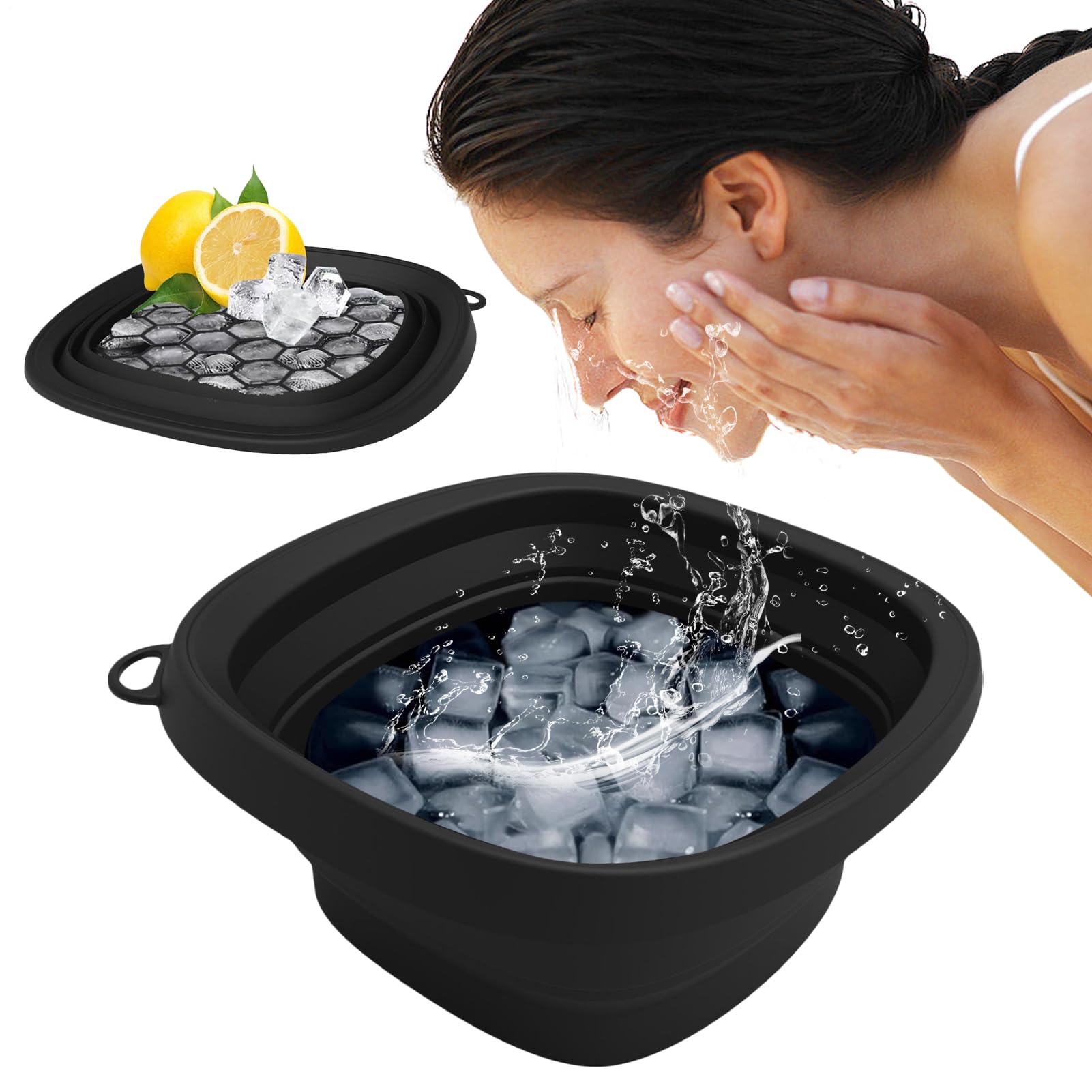 Cuenco Facial De Hielo, Bol Plegable De Silicona Para Baño De Hielo Facial, Accesorio De Spa Plegable Con Bandeja Integrada Para Cuidado De La Piel Reduciendo Hinchazón Y Firmeza