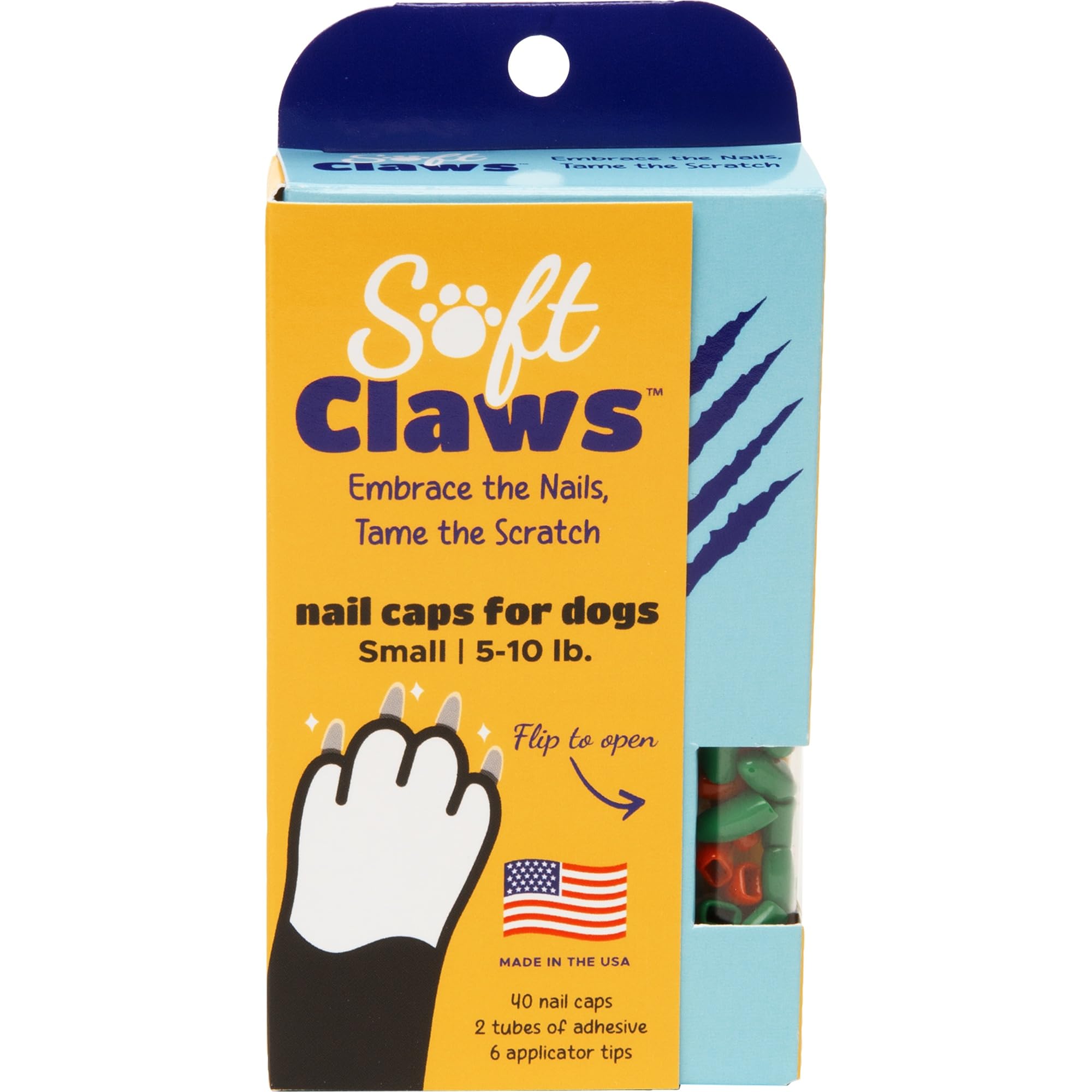 Soft Claws Dog Nail Caps, 40 Caps, Small, Red and Green