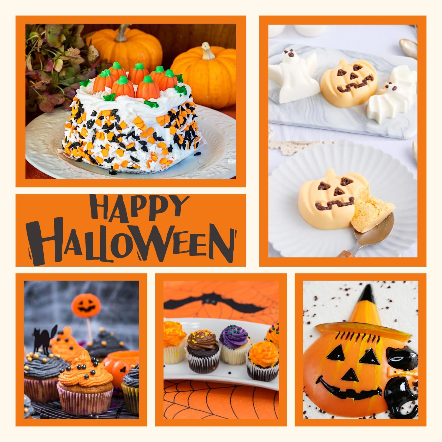 Crethinkaty Halloween Pumpkin Shape Mini Cake Pan Pie Molds, 5.4 Inch Cake Tin Non Stick Bakeware for Halloween Cake Chocolate Fondant Sweets Baking Molds