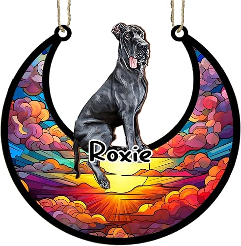 Vista 117 de LOVELYPOD Adorno de Navidad personalizado de perro pastor alemán, atrapasoles conmemorativo, adorno de Navidad de pastor alemán con nombre, pérdida