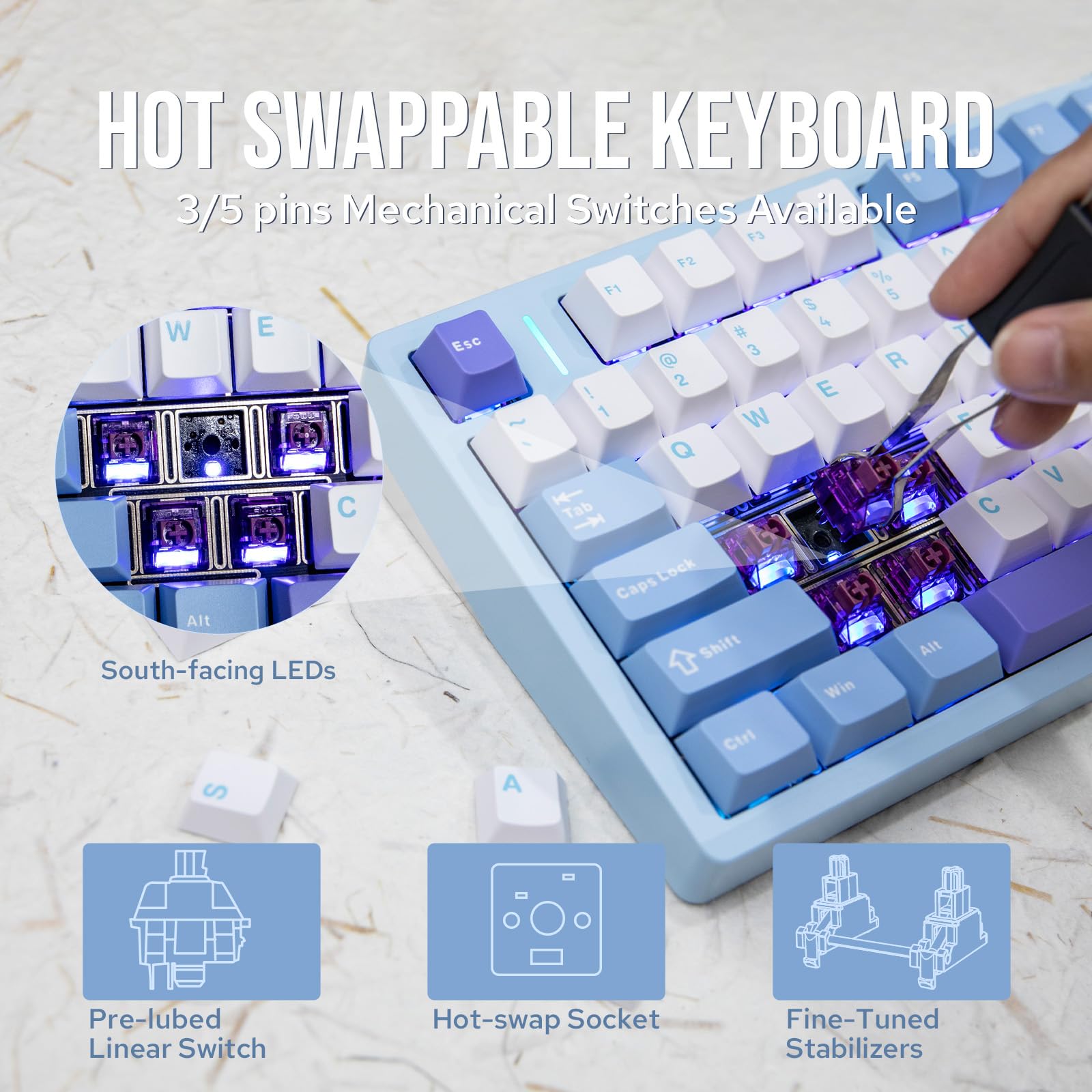 Amazon.com: EPOMAKER Aula M75 Wireless Gaming Keyboard with