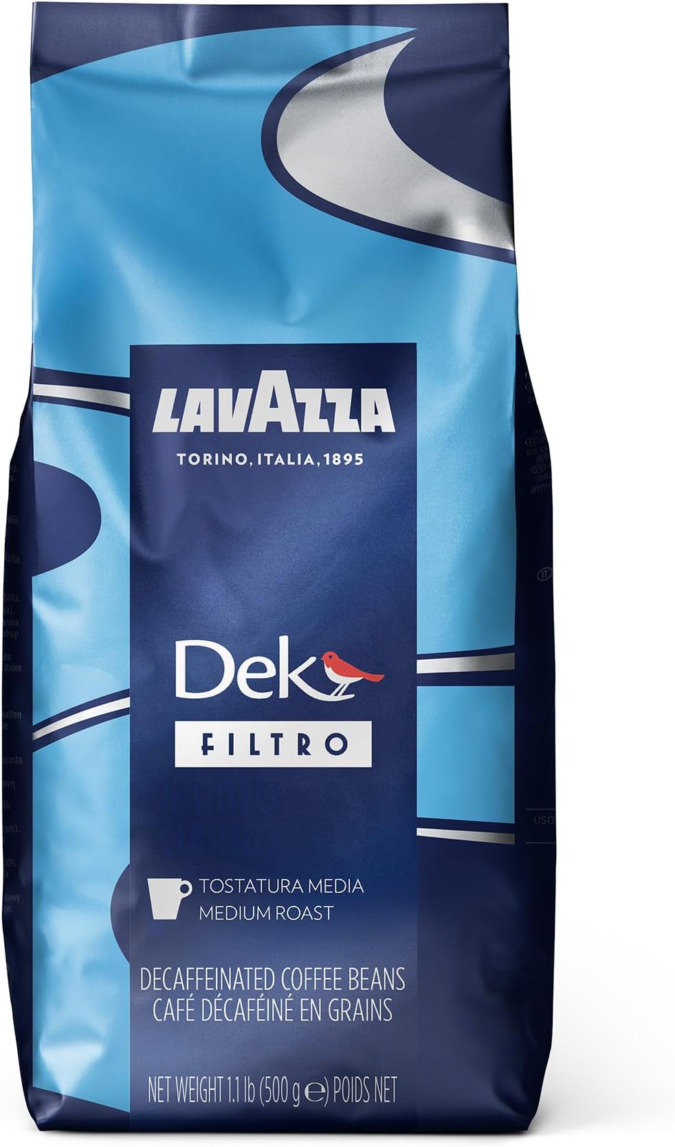 Dek Filtro Whole Bean Coffee Medium Roast 1.1LB Bag ,Authentic Italian, Blended and roasted in Italy, Roasted cereals and barrique aromatic note, Nut Free