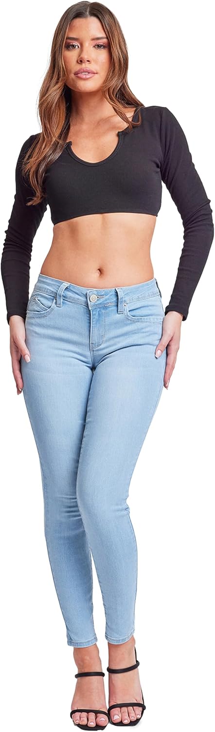 YMI Women's Juniors Mid-Rise Wannabettabutt Skinny Jeans - Image 2