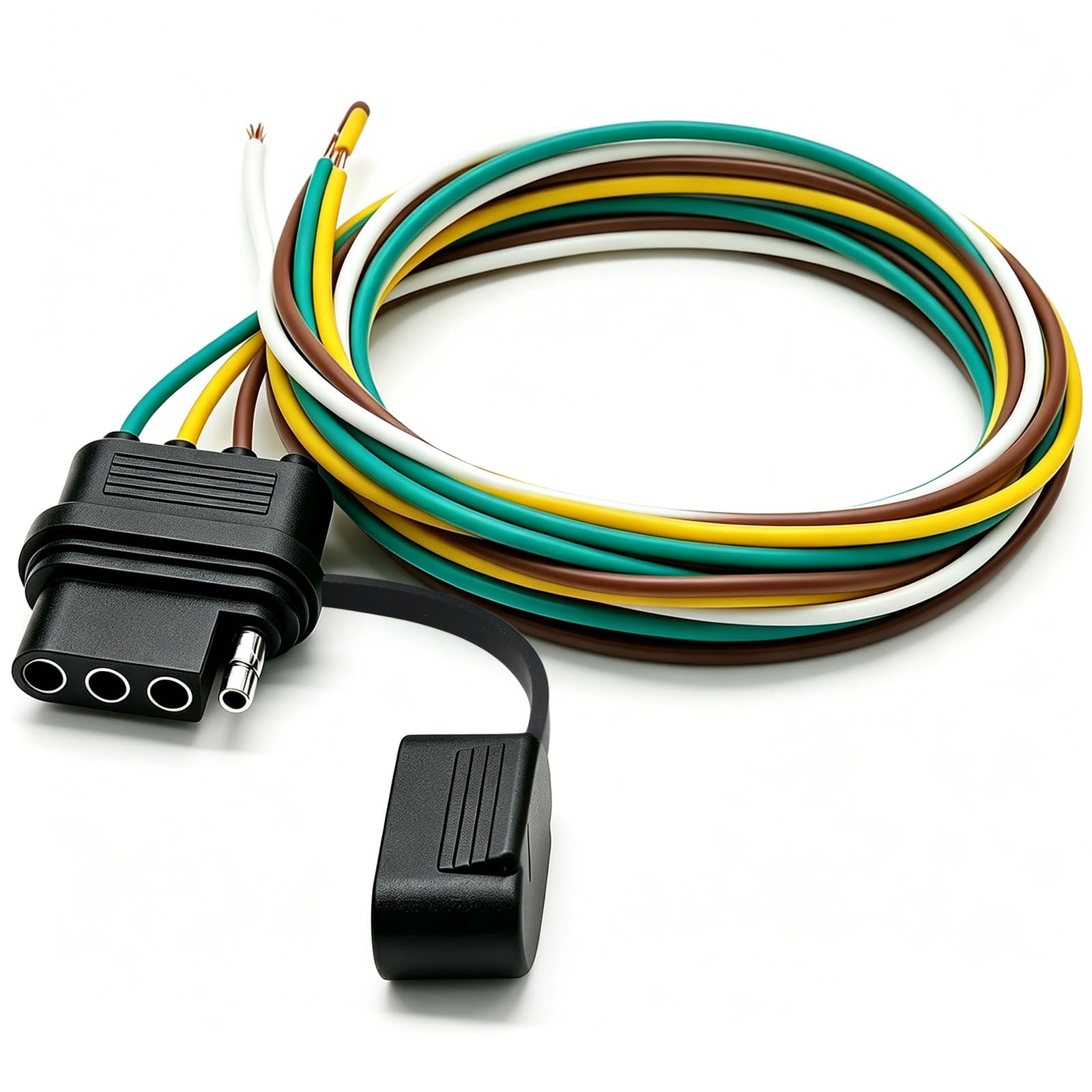 4-Way Flat Trailer End Connector 49 Inch,4 Pin Trailer Wiring Harness,4 Pin Female Truck Connector with Dust Cover P-081