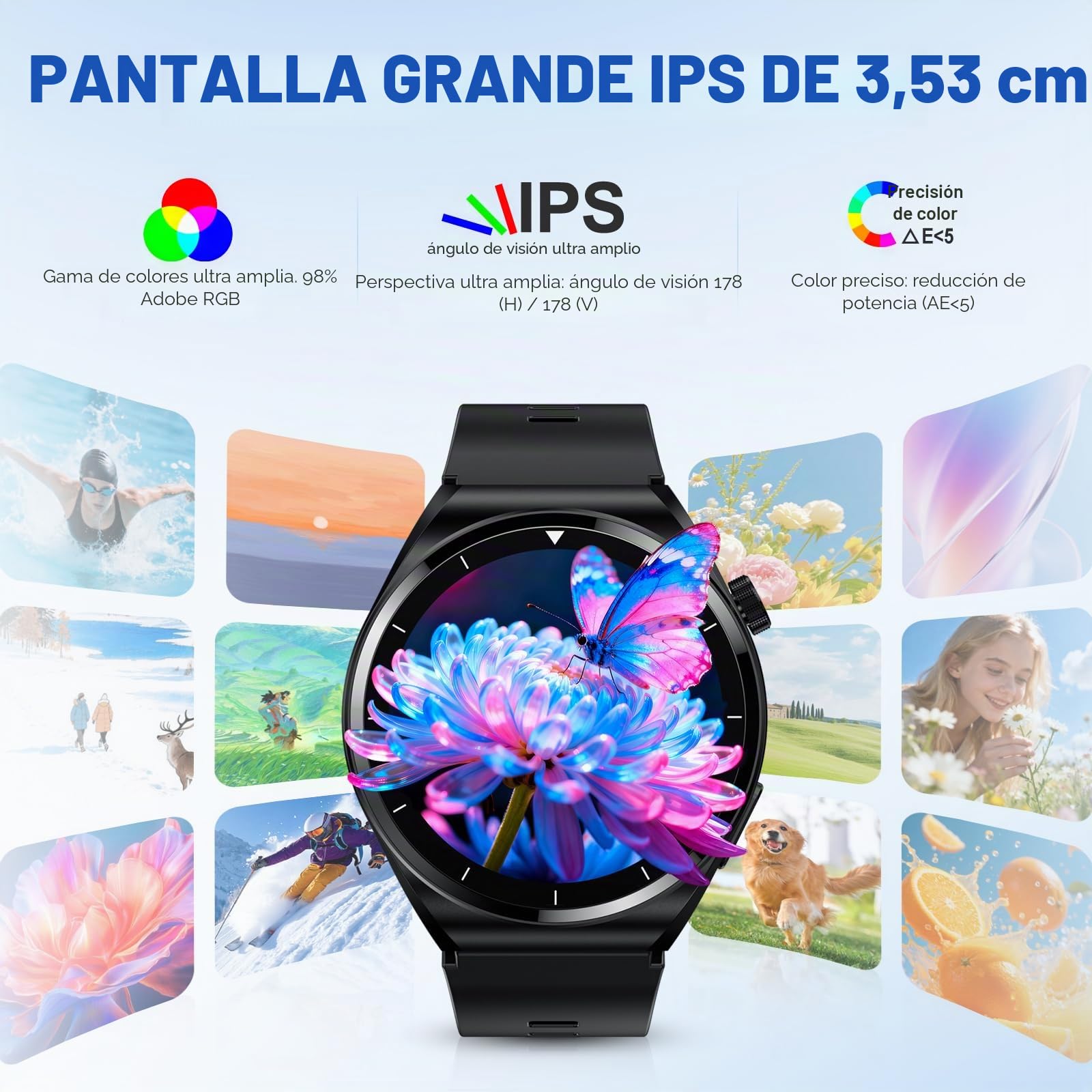 Reloj Inteligente Hombre Mujer, IPS HD 1.39”Smartwatch, Batería con 30 días Duración, 100 Modos Deportivos, 30 Idiomas, Proporciona SpO2/Temperatura/Sueño/ácido úrico (Rojo)