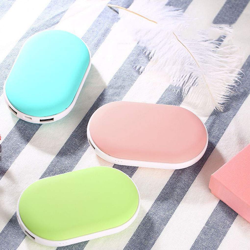 Scaldamani USB, Porte di Uscita Multiple, Scaldamani Tascabile Ricaricabile su Entrambi i Lati, Riutilizzabile, Power Bank Portatile ad Alta capacità da 7800 mAh, Verde