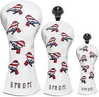 Vista 15 de Cubiertas para cabeza de golf, cubierta para driver, cubierta para madera 3, cubiertas para cabeza de híbrido, bordado, bandera estadounidense