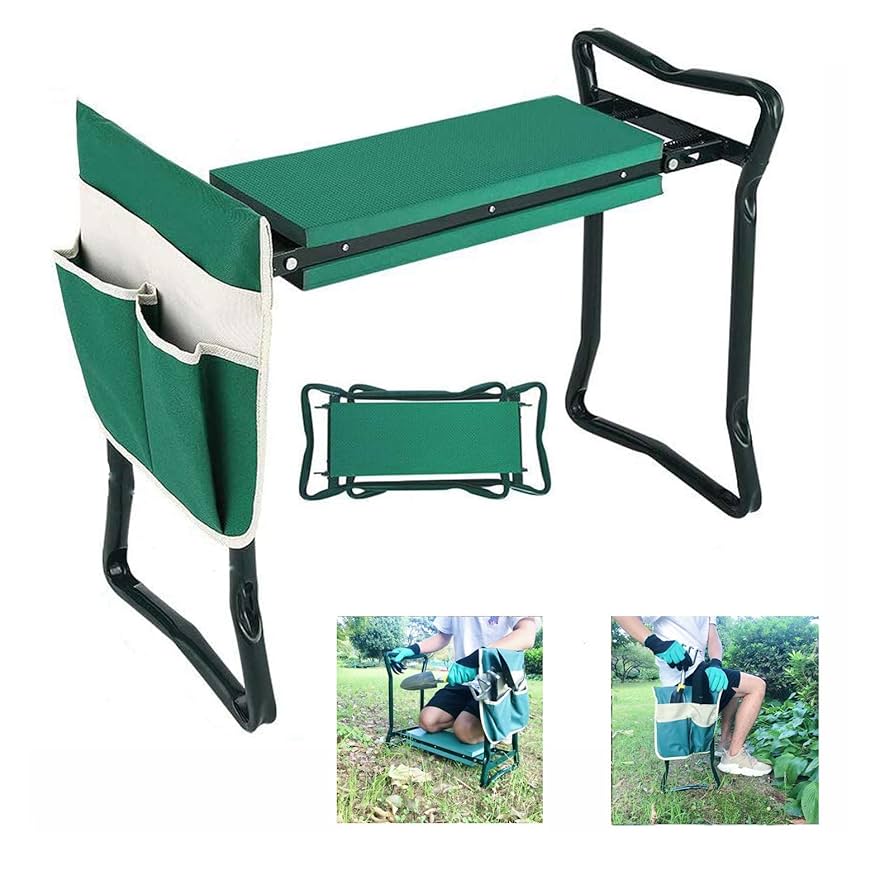 Kneeling Seat Folding Garden Kneeler Bench - Soft EVA Pad Seat With Stool \u0026  Pouch, Outdoor Kneeling Bench, Green Gardening Kneeling Pad, image size:894x894