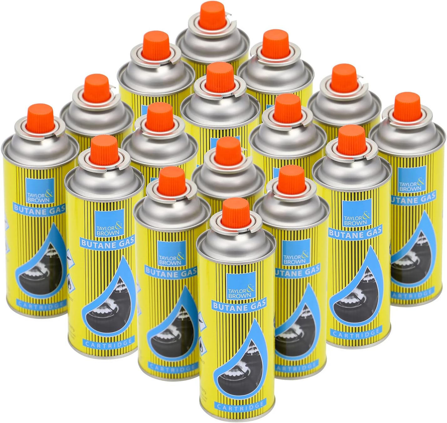 Taylor & Brown 16 Pack Butane Gas Bottles Canister Cartridge Canisters