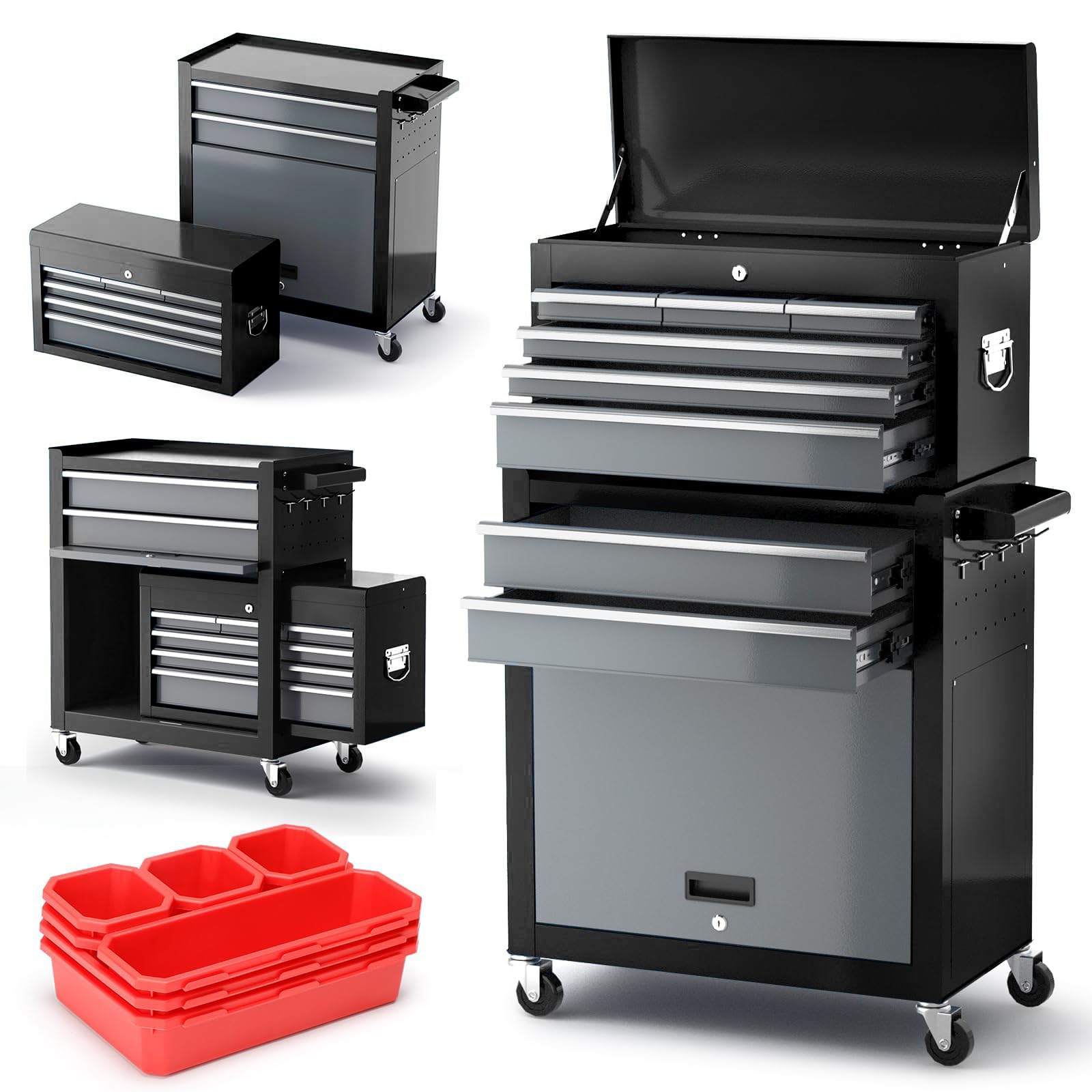 AIRAJ 8-Drawer Rolling Tool Chest
