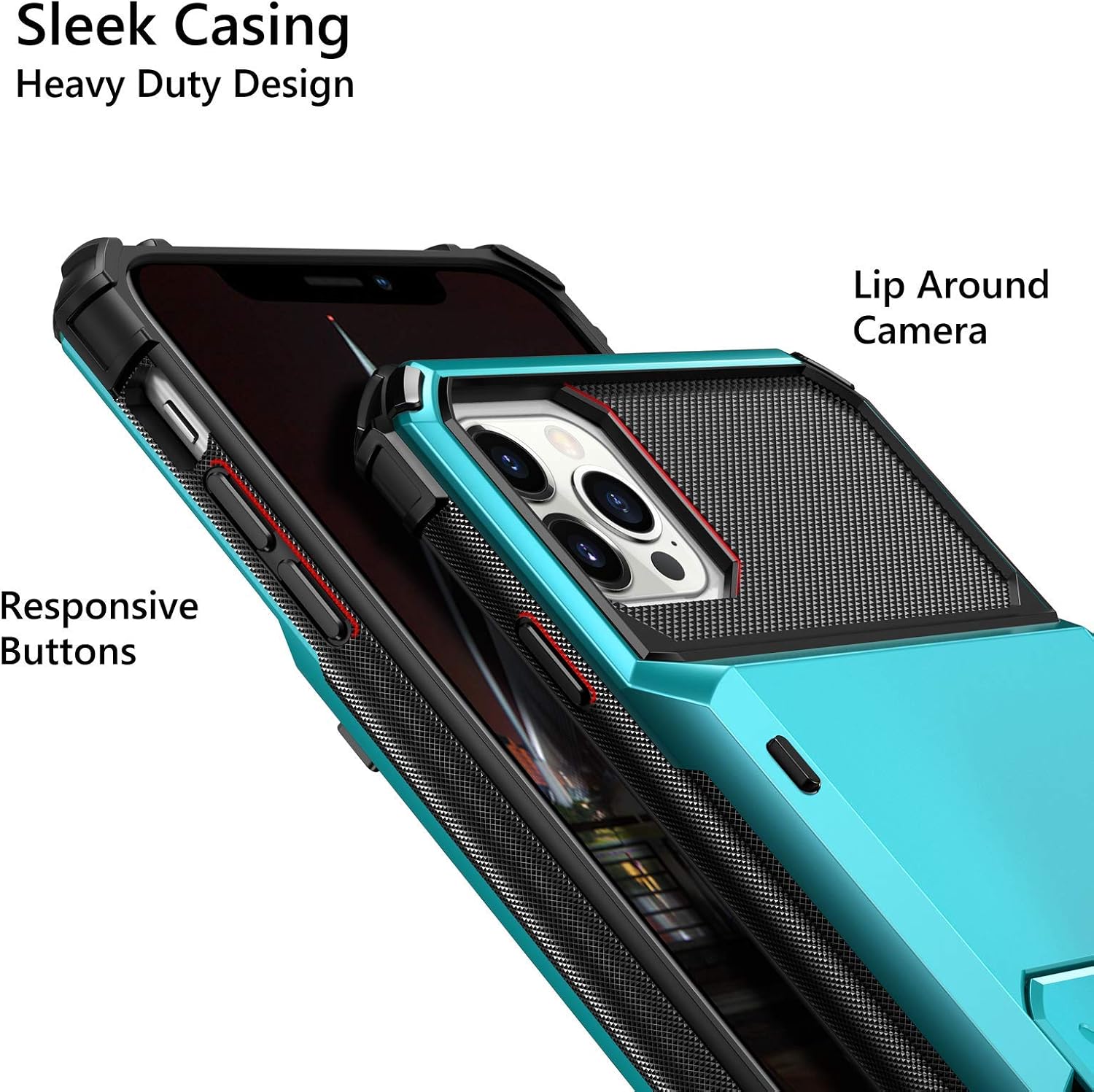 Vofolen Compatible with iPhone 12 Pro Max Case 5G Wallet 4-Card ID Slot Credit Card Holder Flip Hidden Pocket Dual Layer Hybrid TPU Bumper Armor Protective Hard Shell Back Cover Sky Blue
