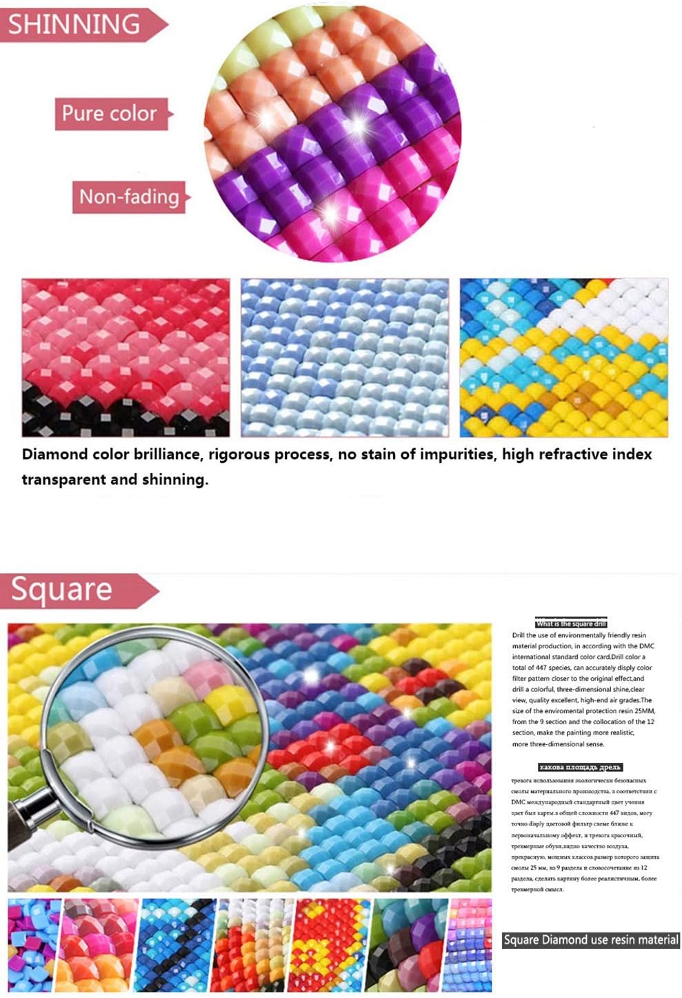 Gem Art Kit 5D Diamond Painting Full Drill Square Dragon