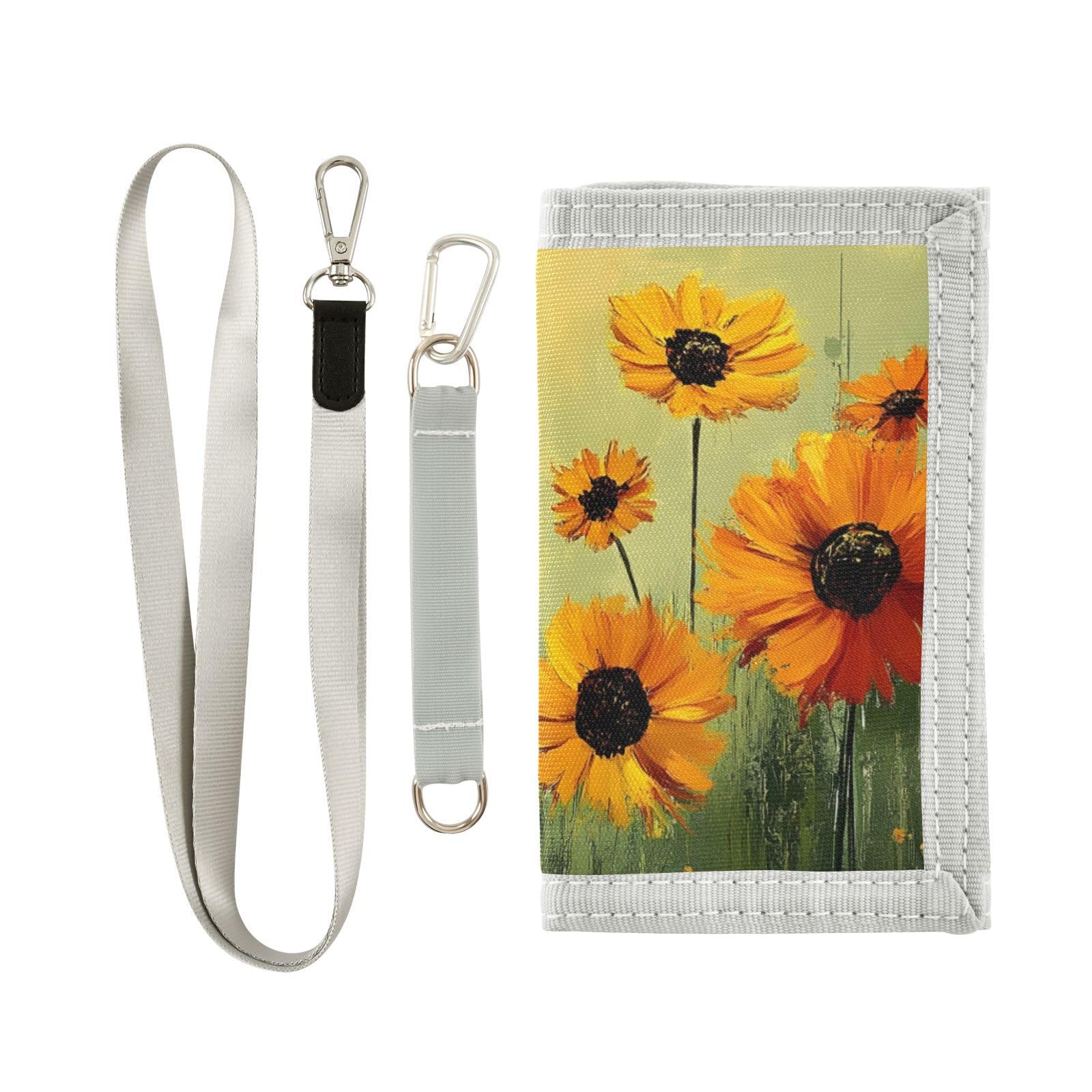 FOLIOSA Kids Wallet for Boys Girls Floral Vintage Print Youth Wallet with Zipper Pocket Card Holders, Novelty Wallet 4.9×2.9 in