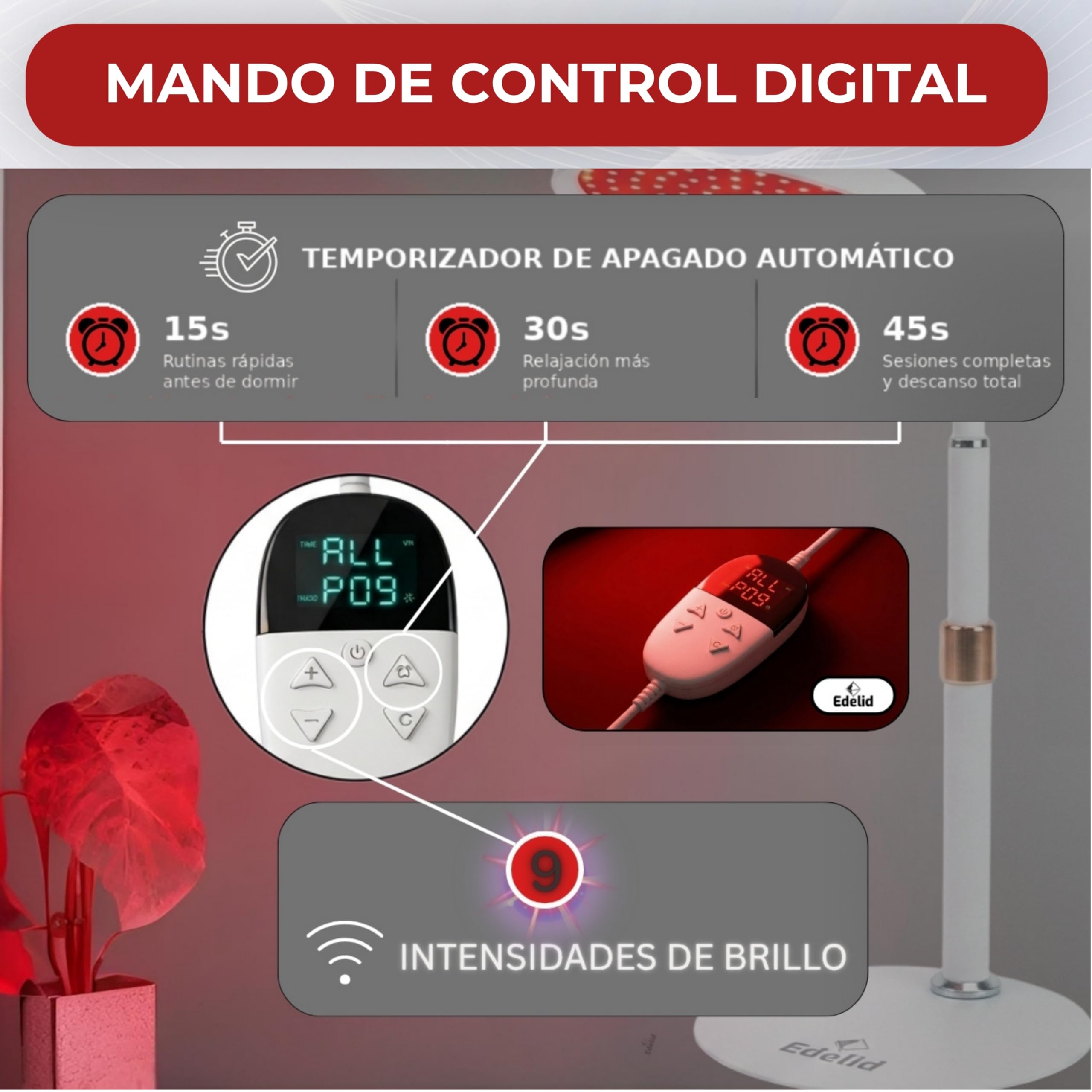Lampara luz roja Red light therapy: Mejora la piel, descanso reparador, cura lesiones y más vitalidad - Promueve la producción natural de magnesio, colageno, melatonina, vitamina D y hierro