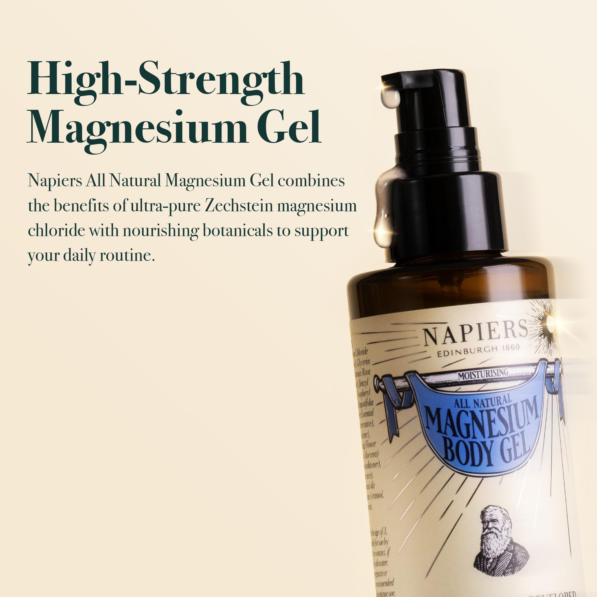 Napiers All Natural Magnesium Body Gel - 500mg per 5ml - 60mg of Elemental Magnesium - Muscle Relaxation & Skin Hydration - Fast-Absorbing - 100ml - Image 2