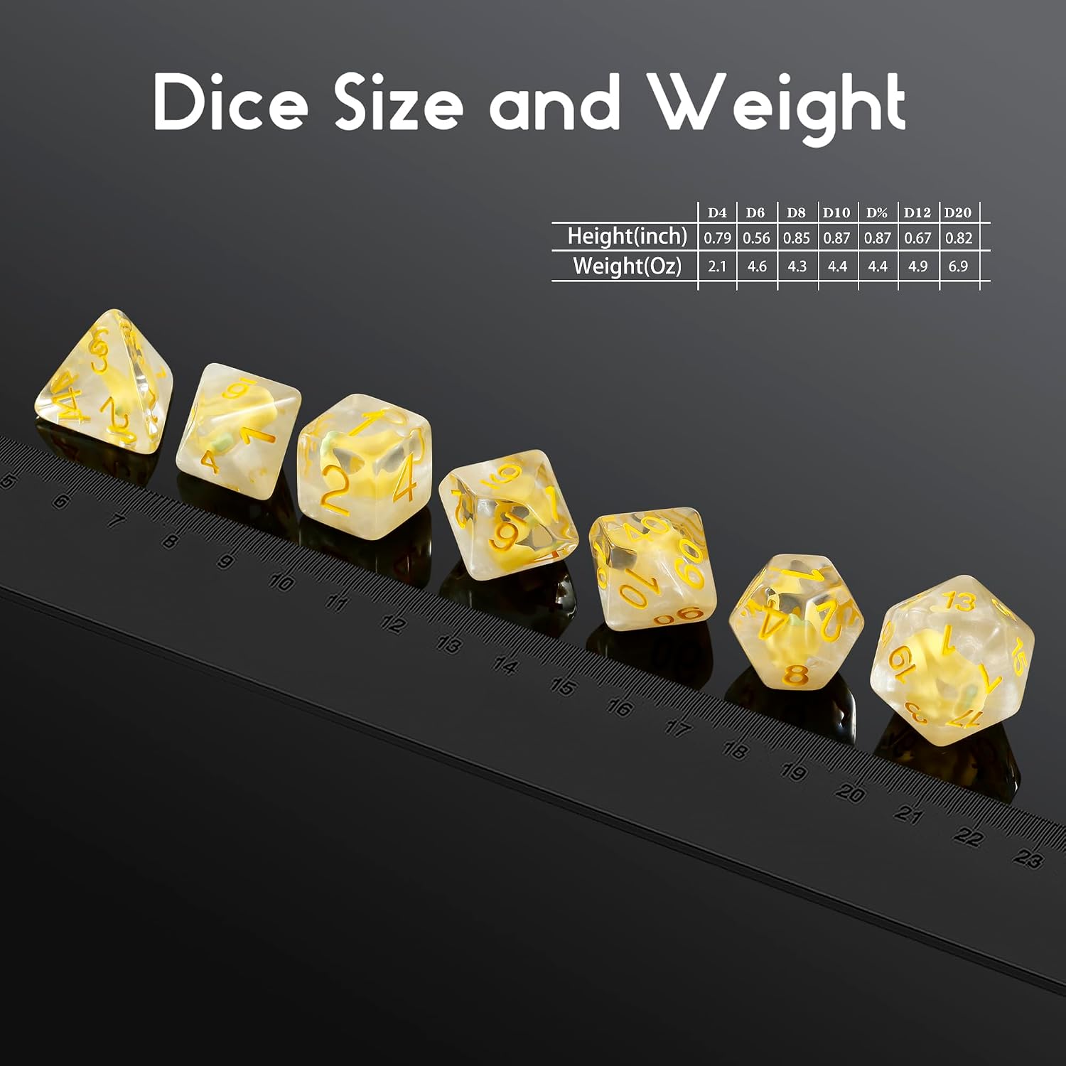 Banana Resin Dice Set - 7PCS Polyhedral DND Dice Set with Cute Banana Inclusion, Translucent Yellow Sharp Edge Dice for Dungeons and Dragons RPG Tabletop Games, Gift for D&D Players image 3