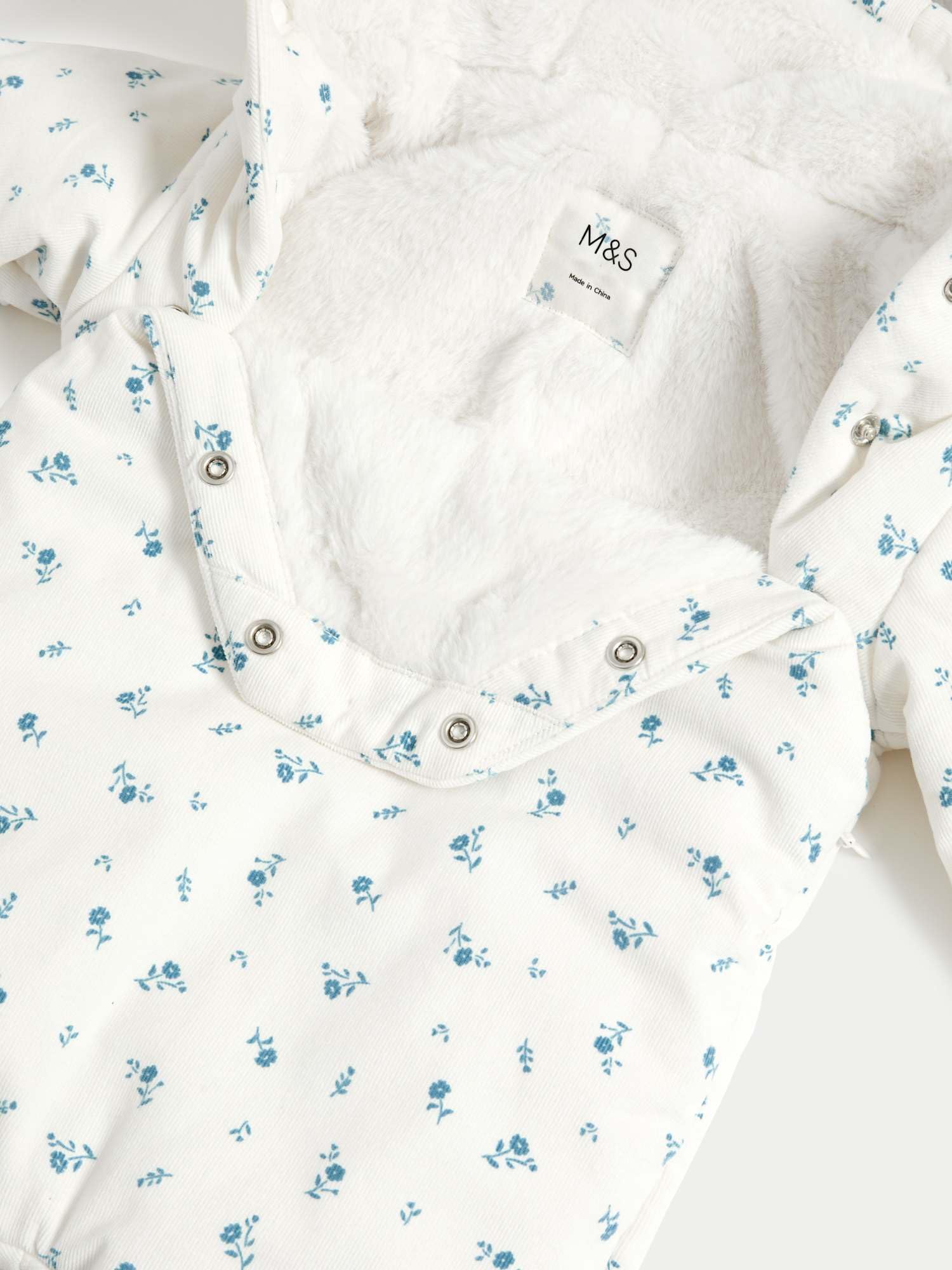 Marks & Spencer Peto de Pana Floral para Bebé, con Capucha